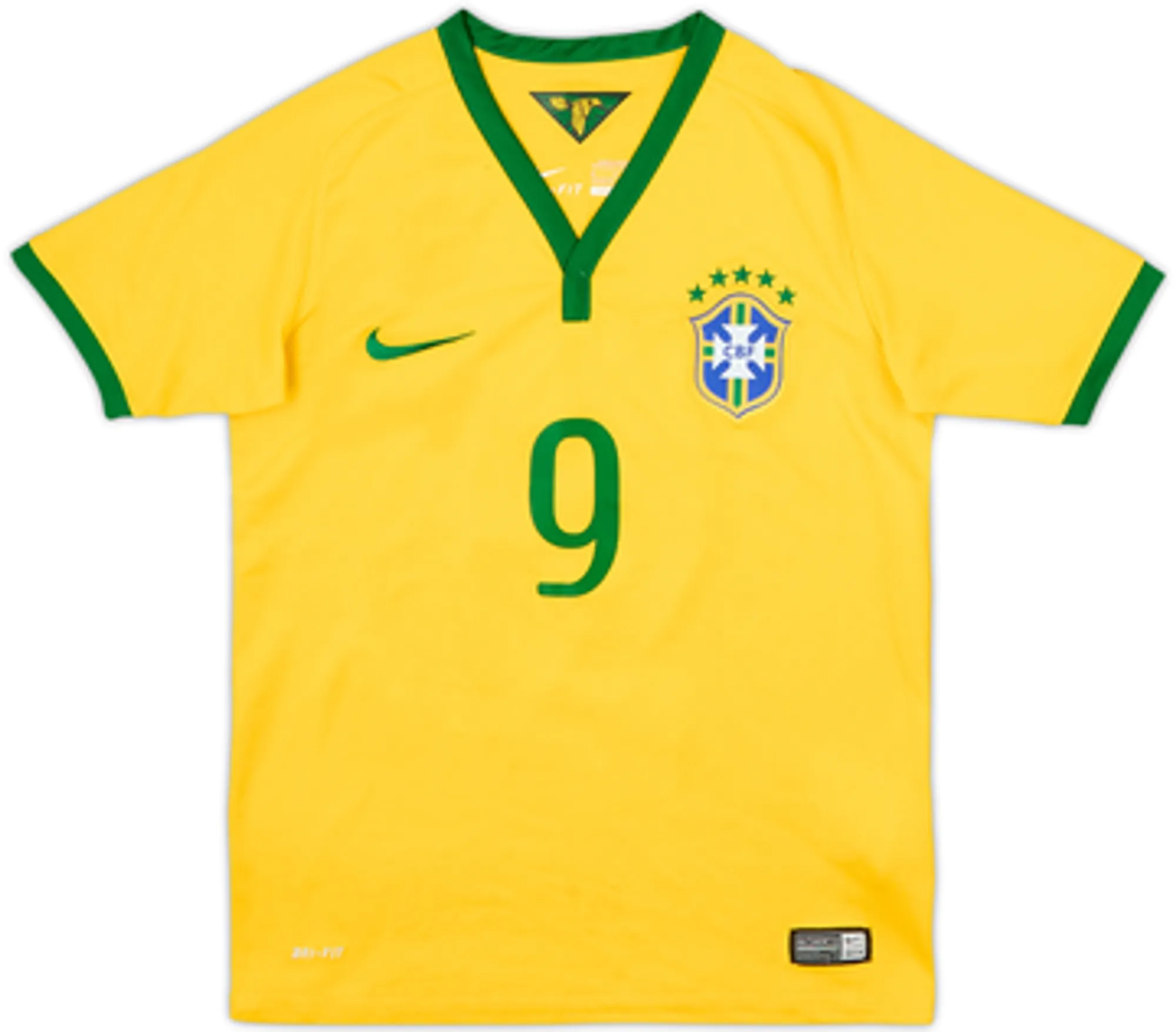 2014-15 Brazil Home Shirt Fred #9 - 7/10 - (M.Boys)