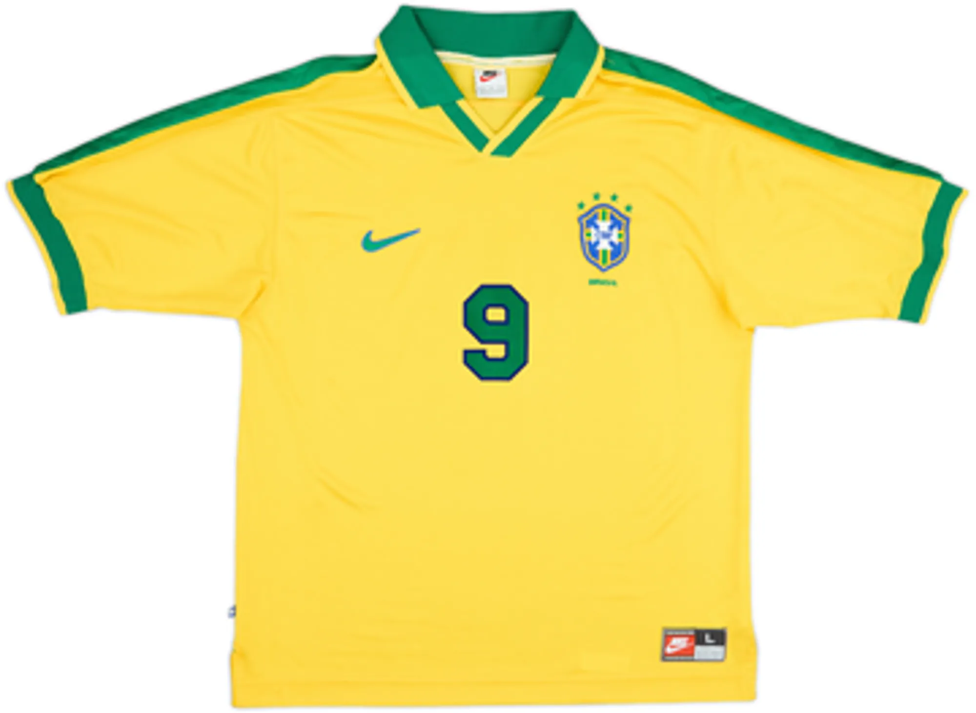 1997-98 Brazil Home Shirt Ronaldo #9 - 10/10 - (L)