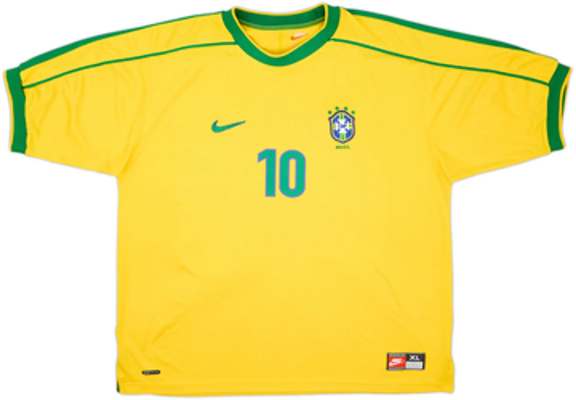 1998-00 Brazil Home Shirt Rivaldo #10 - 9/10 - (L)
