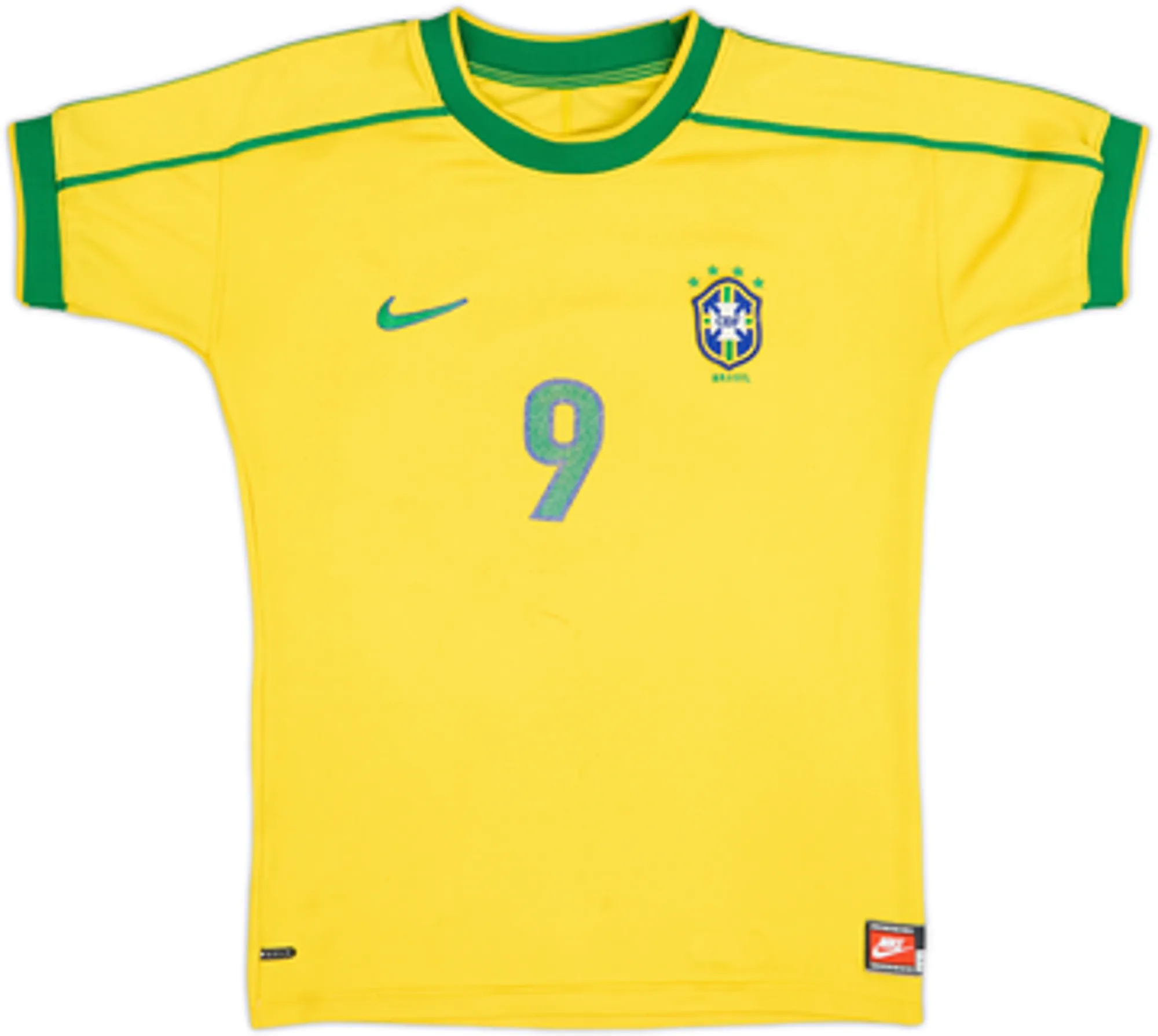 1998-00 Brazil Home Shirt Ronaldo #9 - 3/10 - (L