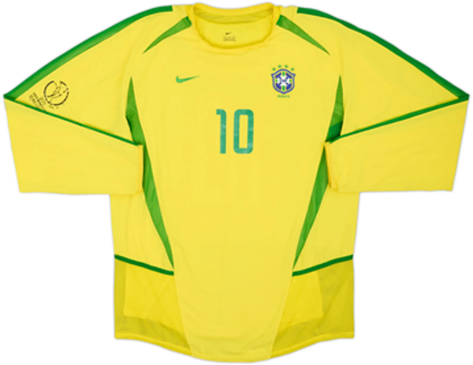 2002-04 Brazil Player Issue Home L/S Shirt Rivaldo #10 - 7/10 - (M)