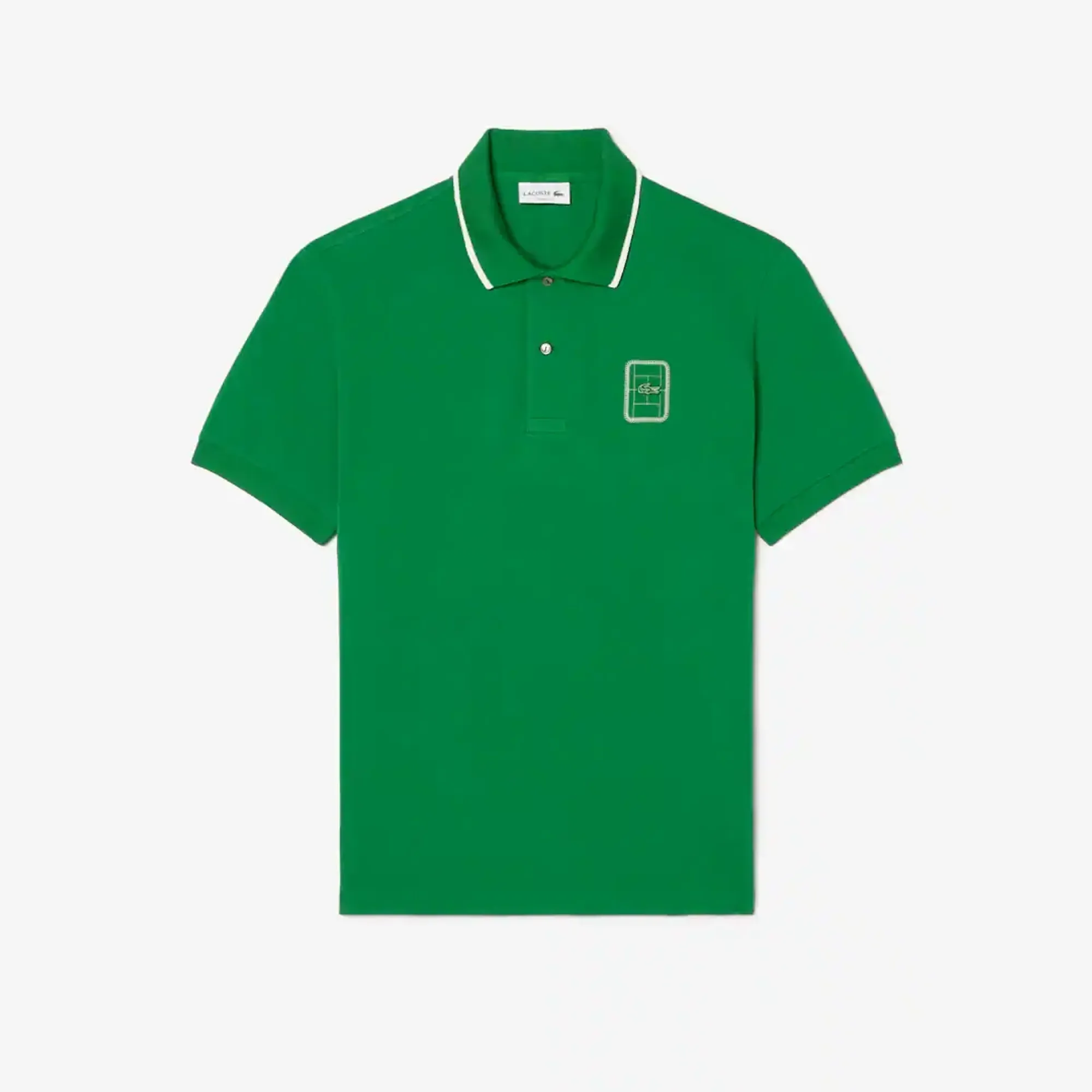 Lacoste Classic Fit Printed Piqué Polo Shirt - Vert / Blanc