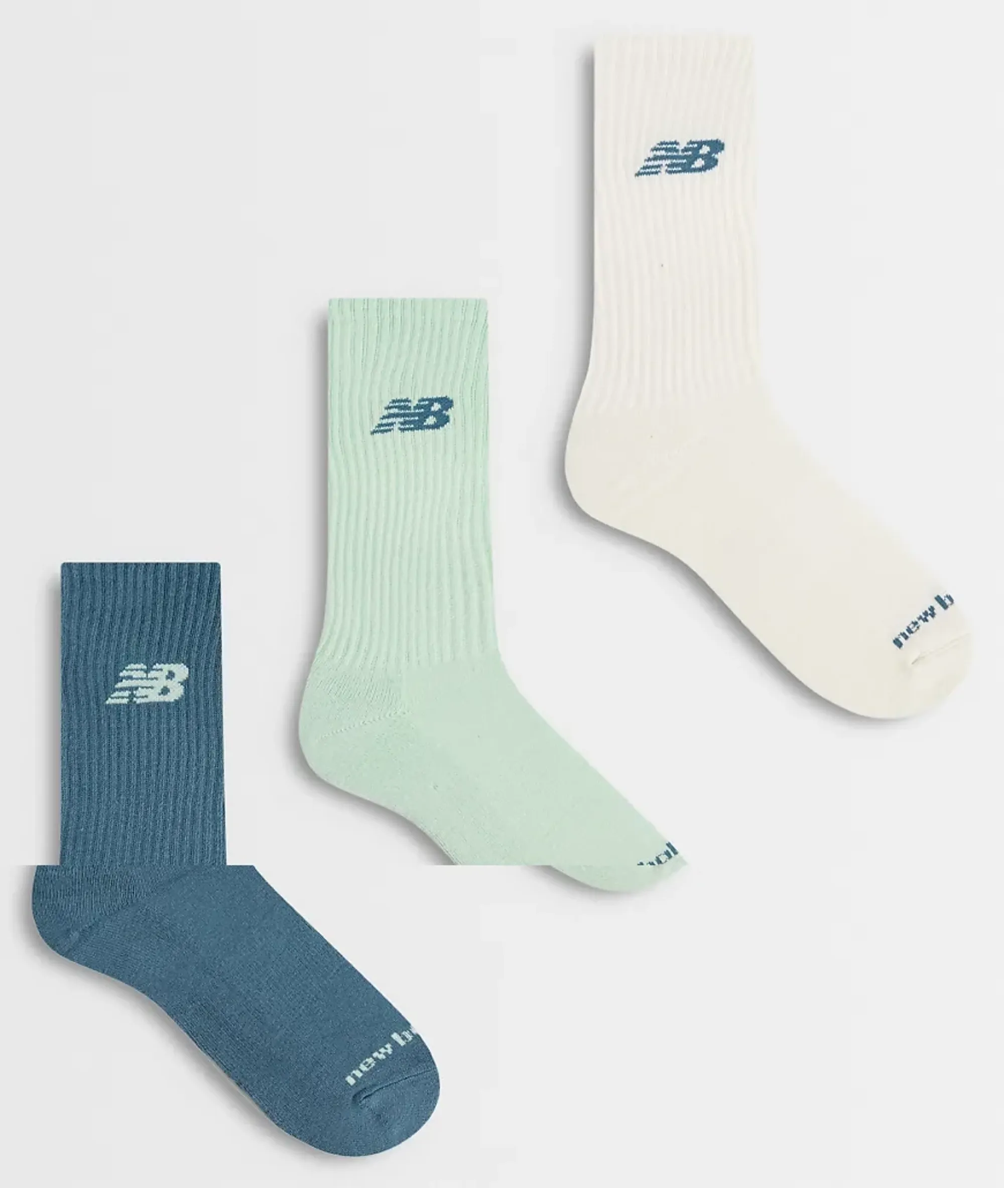 New Balance Everyday Seasonal Crew Sock 3 Pack In White-Multi