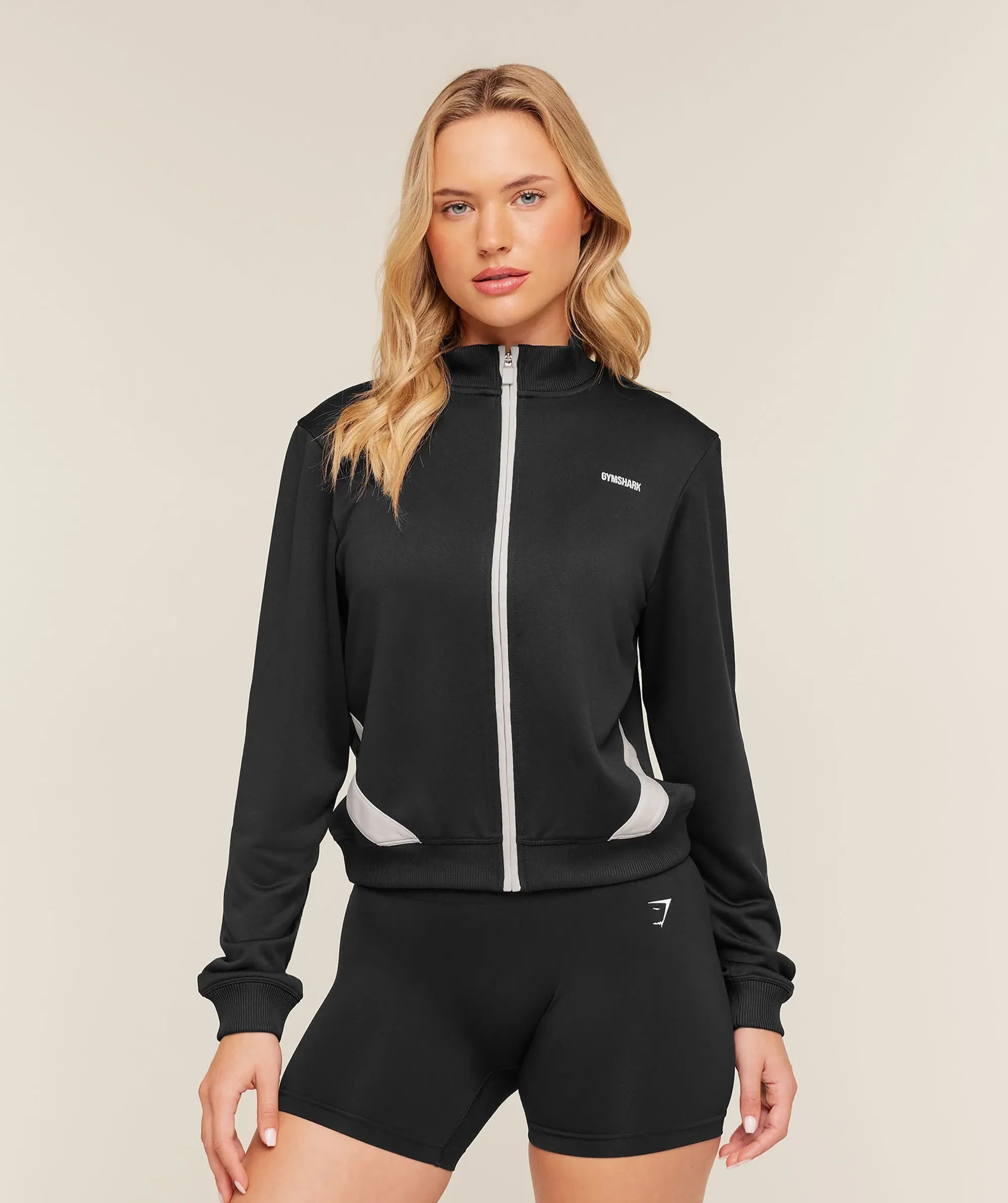 Gymshark Lightweight Tricot Zip Through Jacket - Black/Tinted White