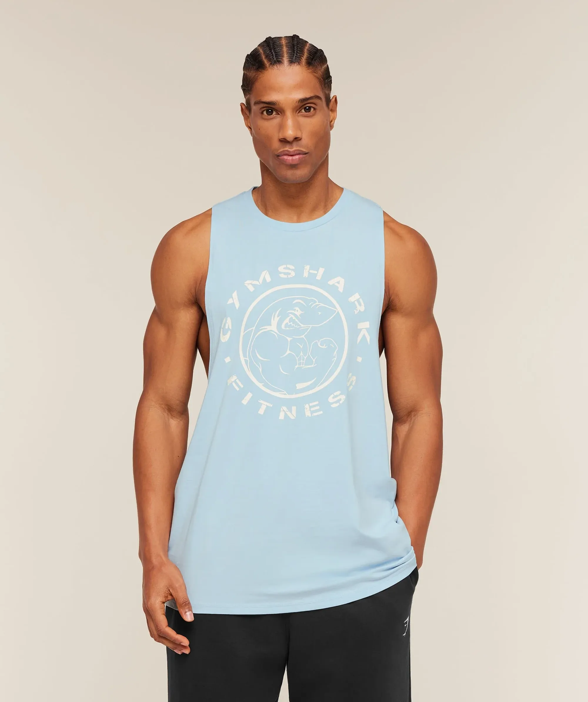 Gymshark Legacy Drop Arm Tank - Chilled Blue