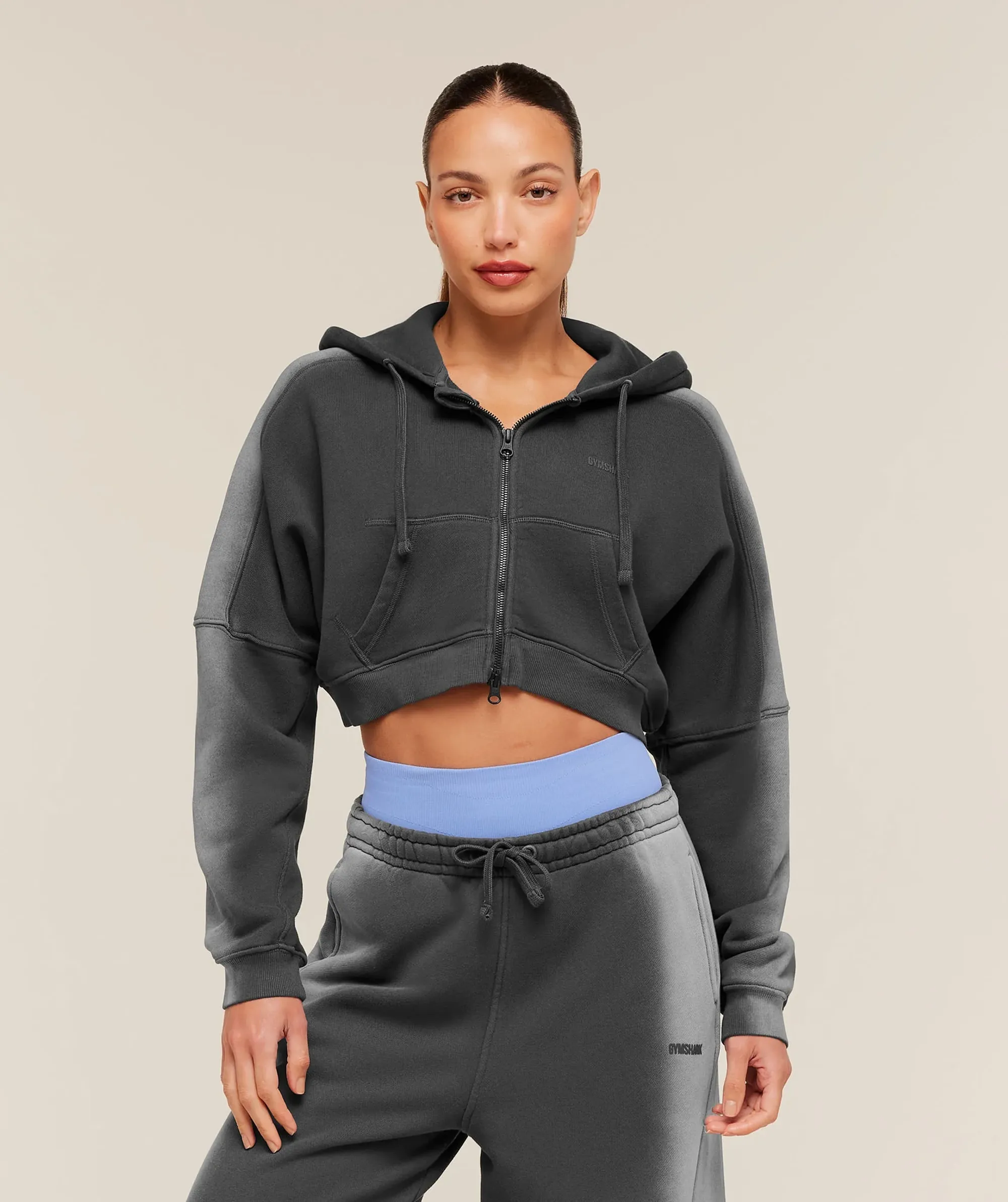 Gymshark Pump Washed Zip Through Hoodie - Onyx Grey/Stratus Grey/Wash