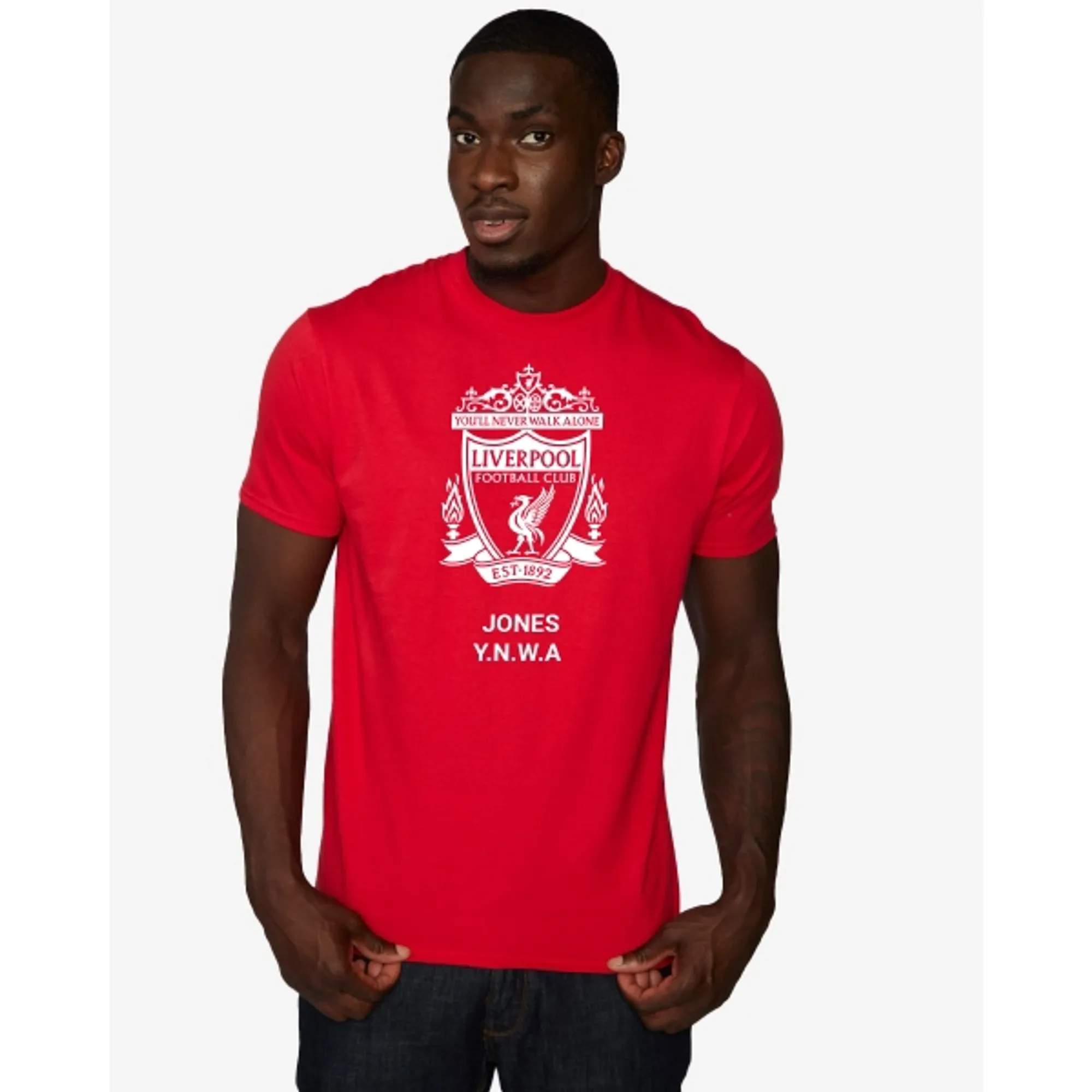 LFC White Crest Personalised Red Tee