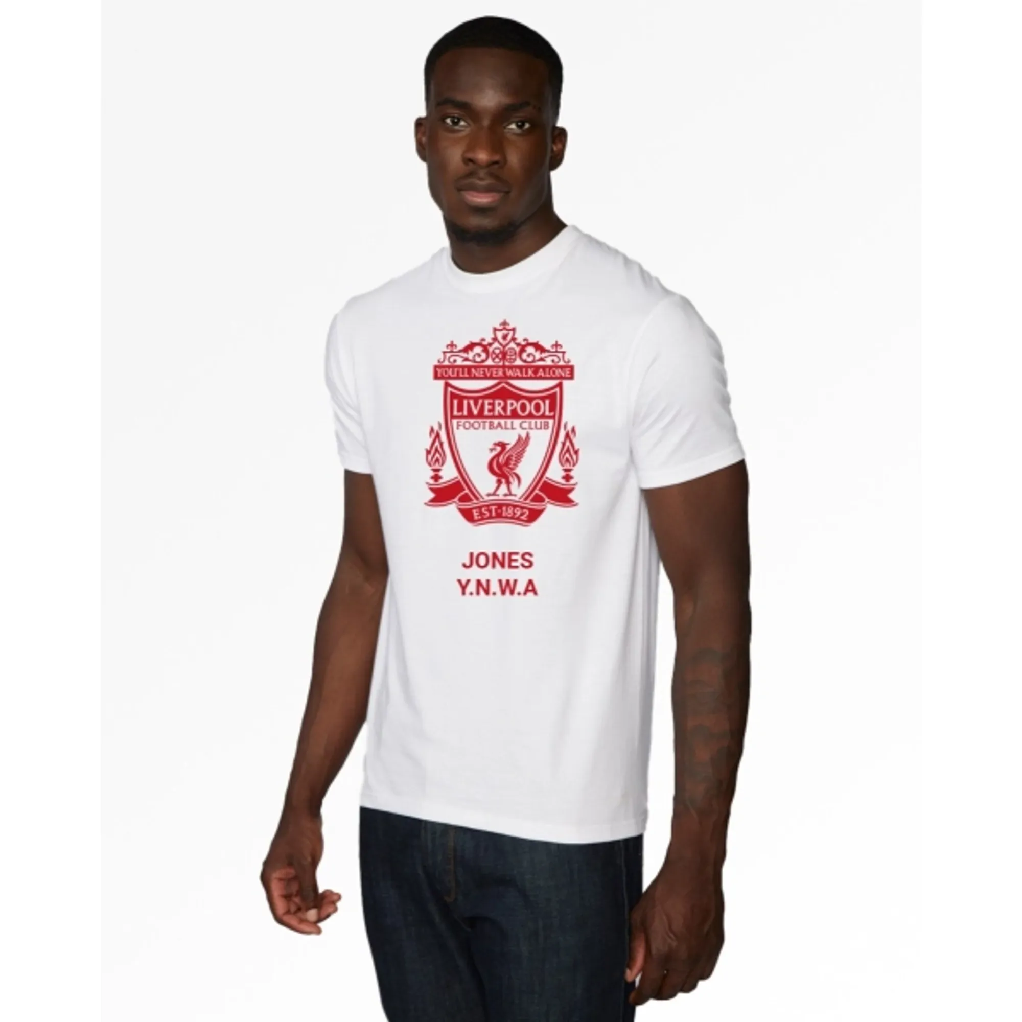 LFC Red Crest Personalised White Tee