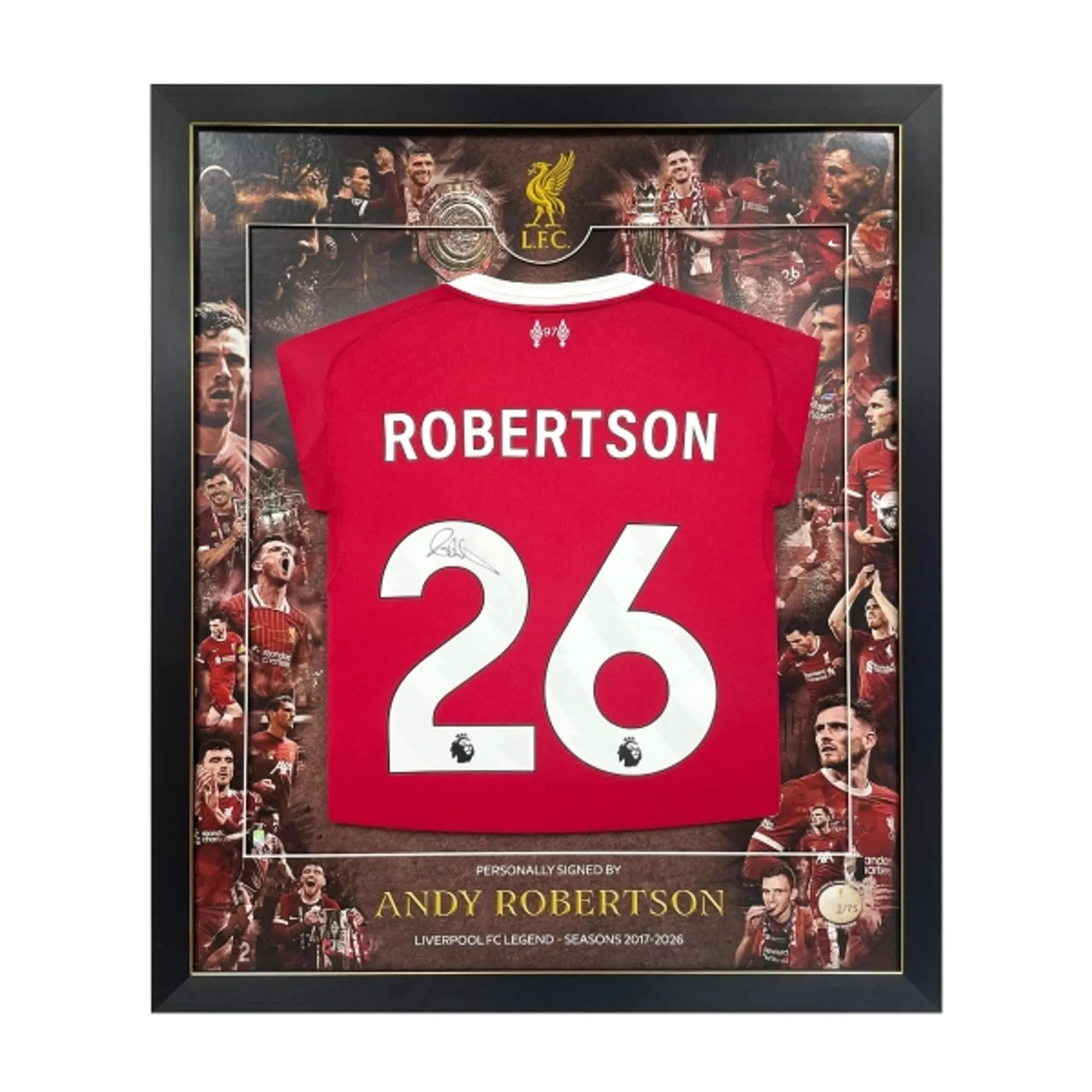 LFC Signed Robertson Limited Edition Framed 25/26 Home Shirt