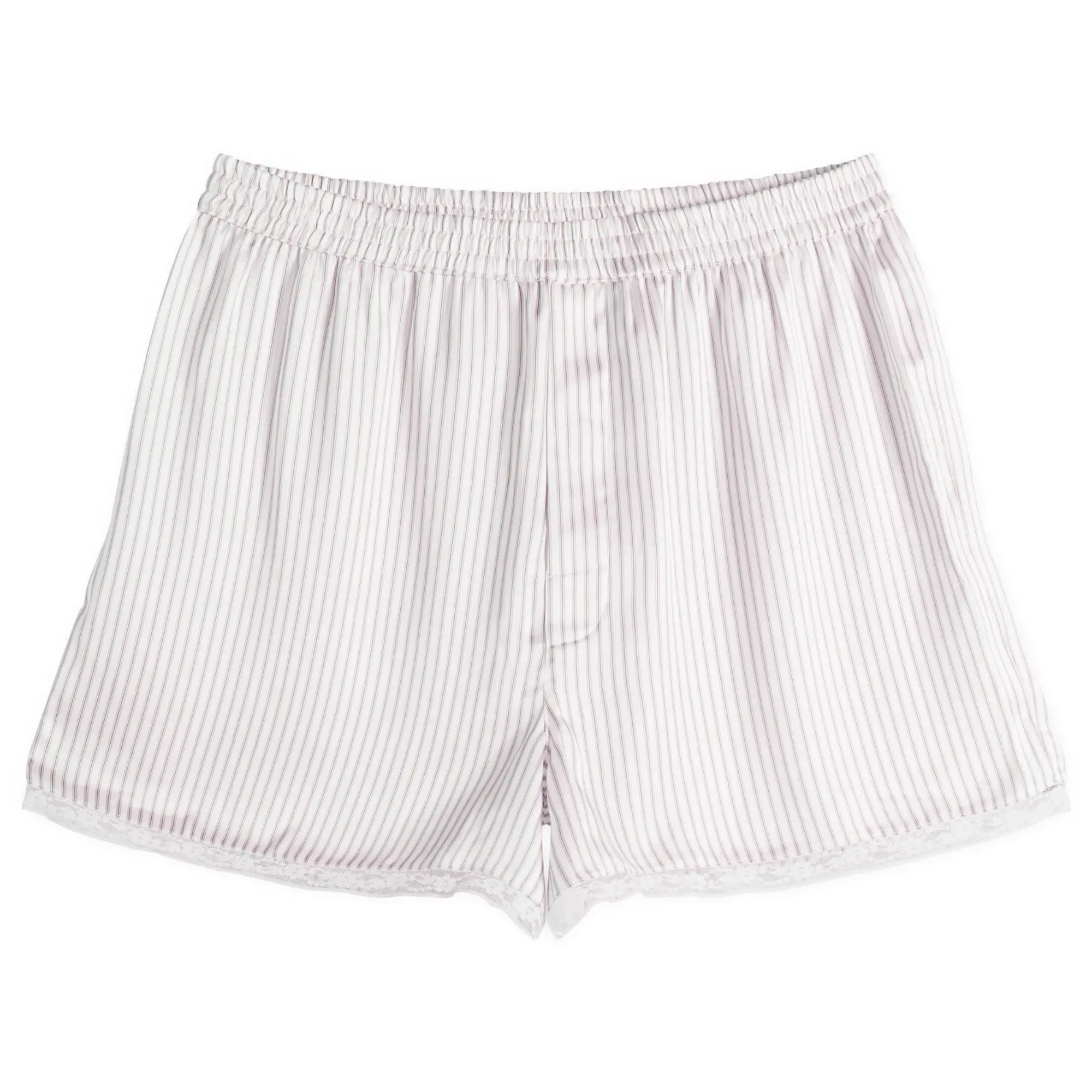 SKIMS Women's Woven Shine Boxer With Lace Silver Stripe