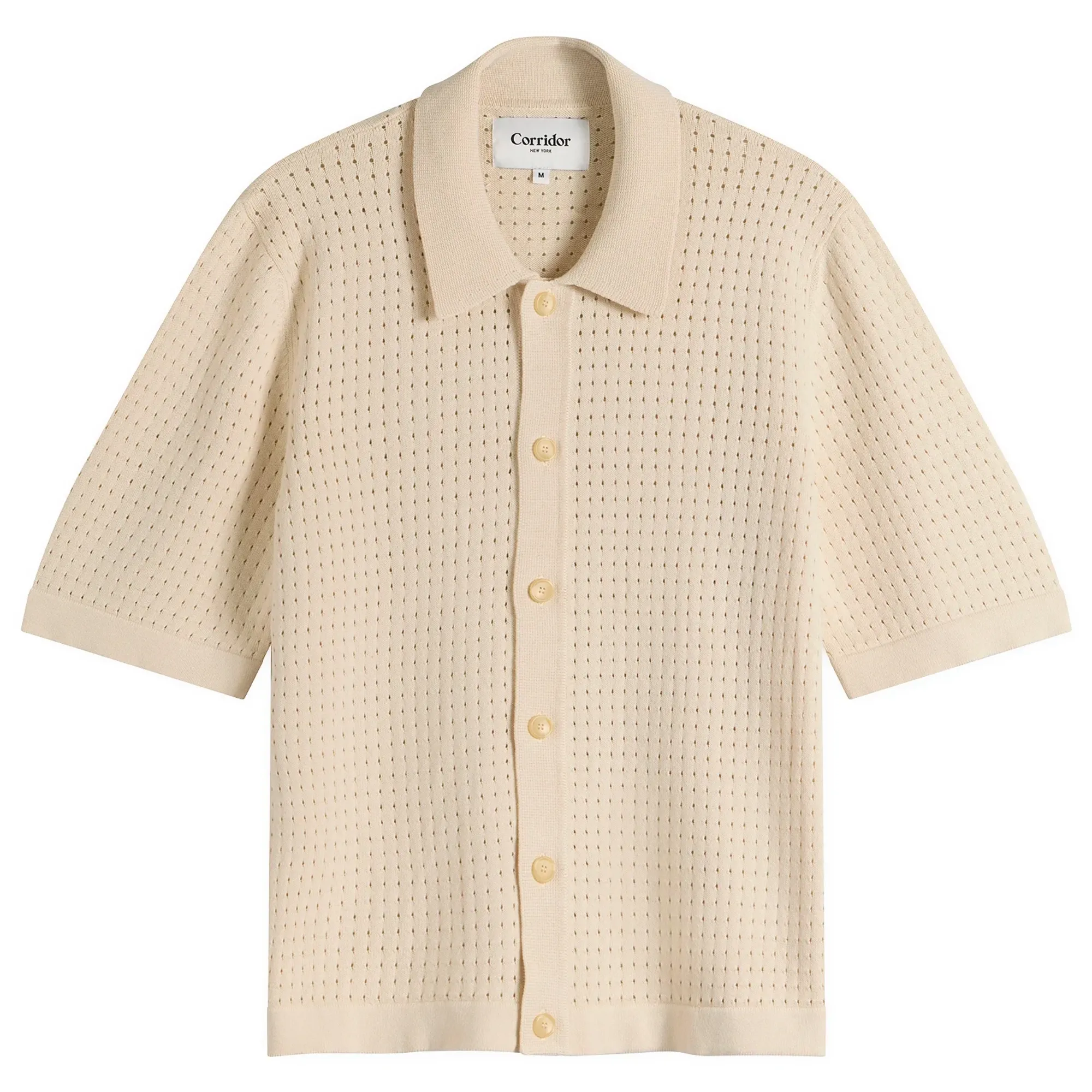 Corridor Men's Pointelle Knit Shirt Natural