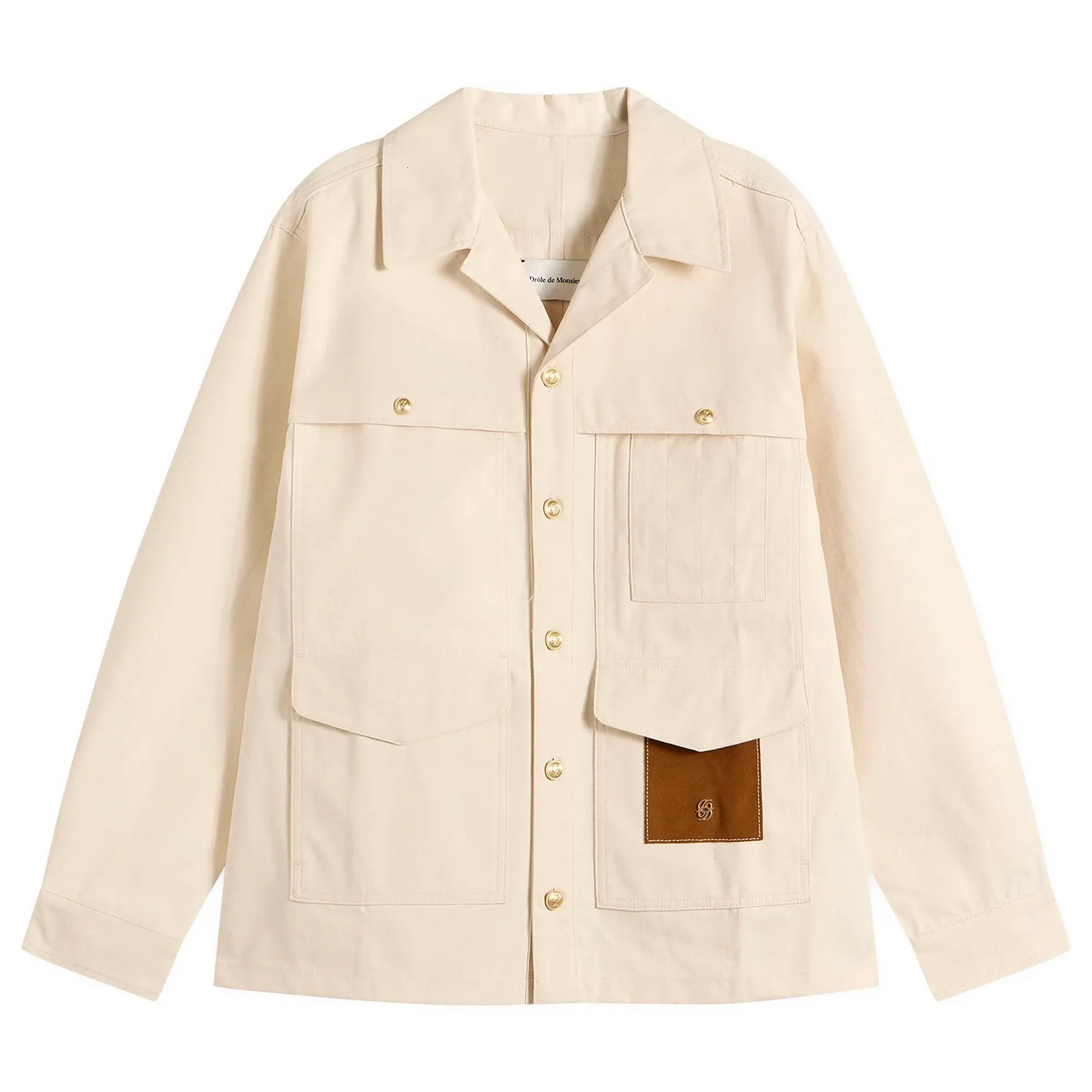 Drôle de Monsieur Men's Cotton Shirt Jacket Off White
