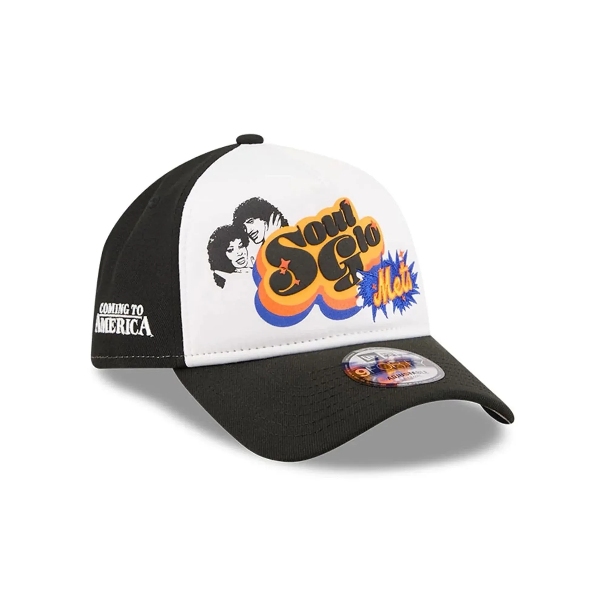 Mets MLB X Coming To America Soul Glo White 9FORTY A-Frame Adjustable Cap New Era Cap adult unisex