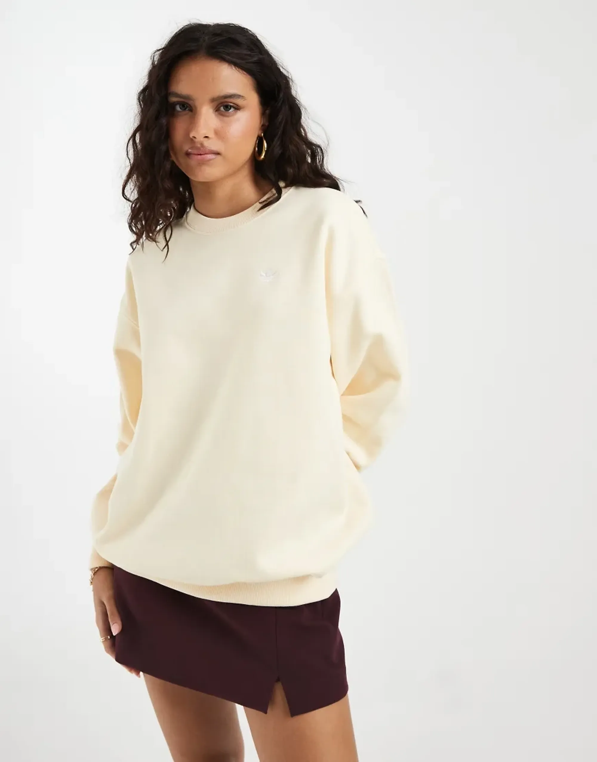 Adidas Originals Essentials Crew Long Fleece Oversized Sweatshirt