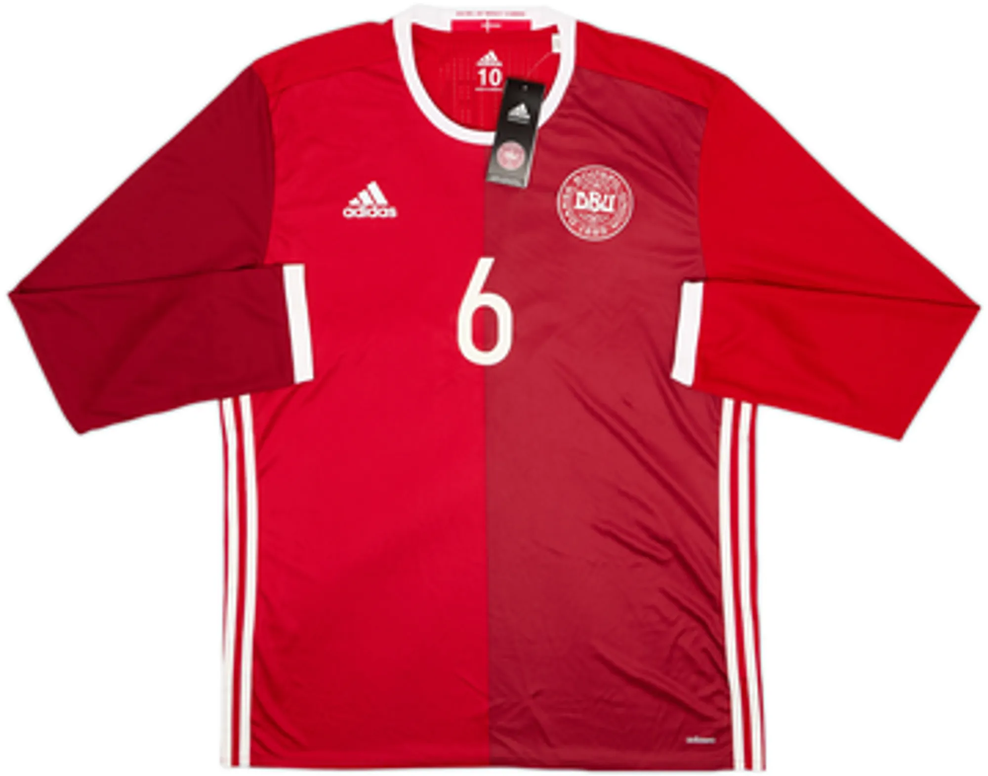 2015-16 Denmark Player Issue Home L/S Shirt Christensen #6 (XL)