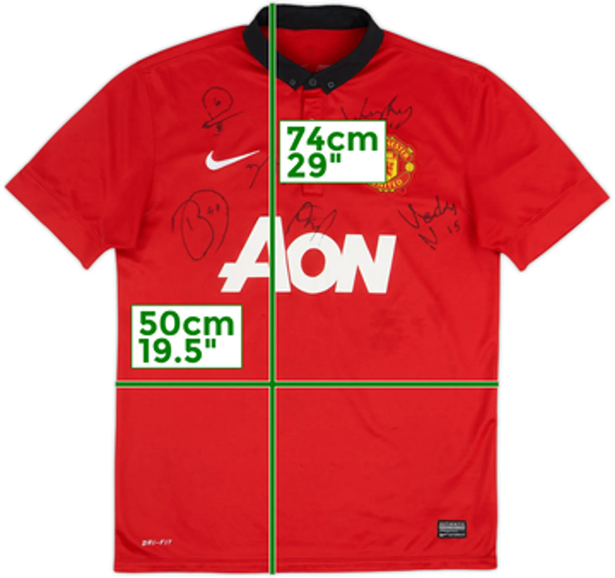 2013-14 Manchester United Signed Home Shirt - 7/10 - (M)