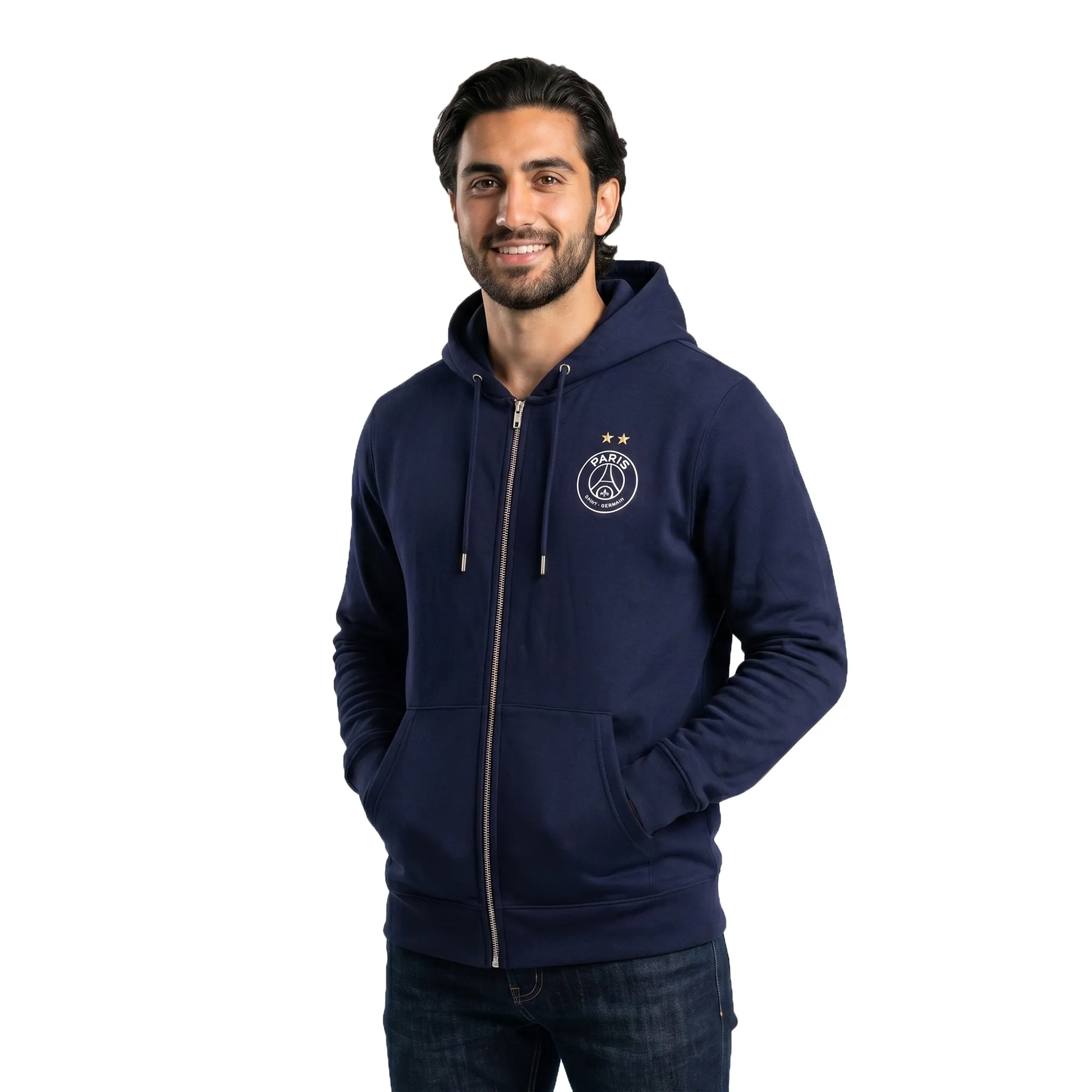 PSG Eiffel 2 Star Graphic Full Zip Hoodie - French Navy