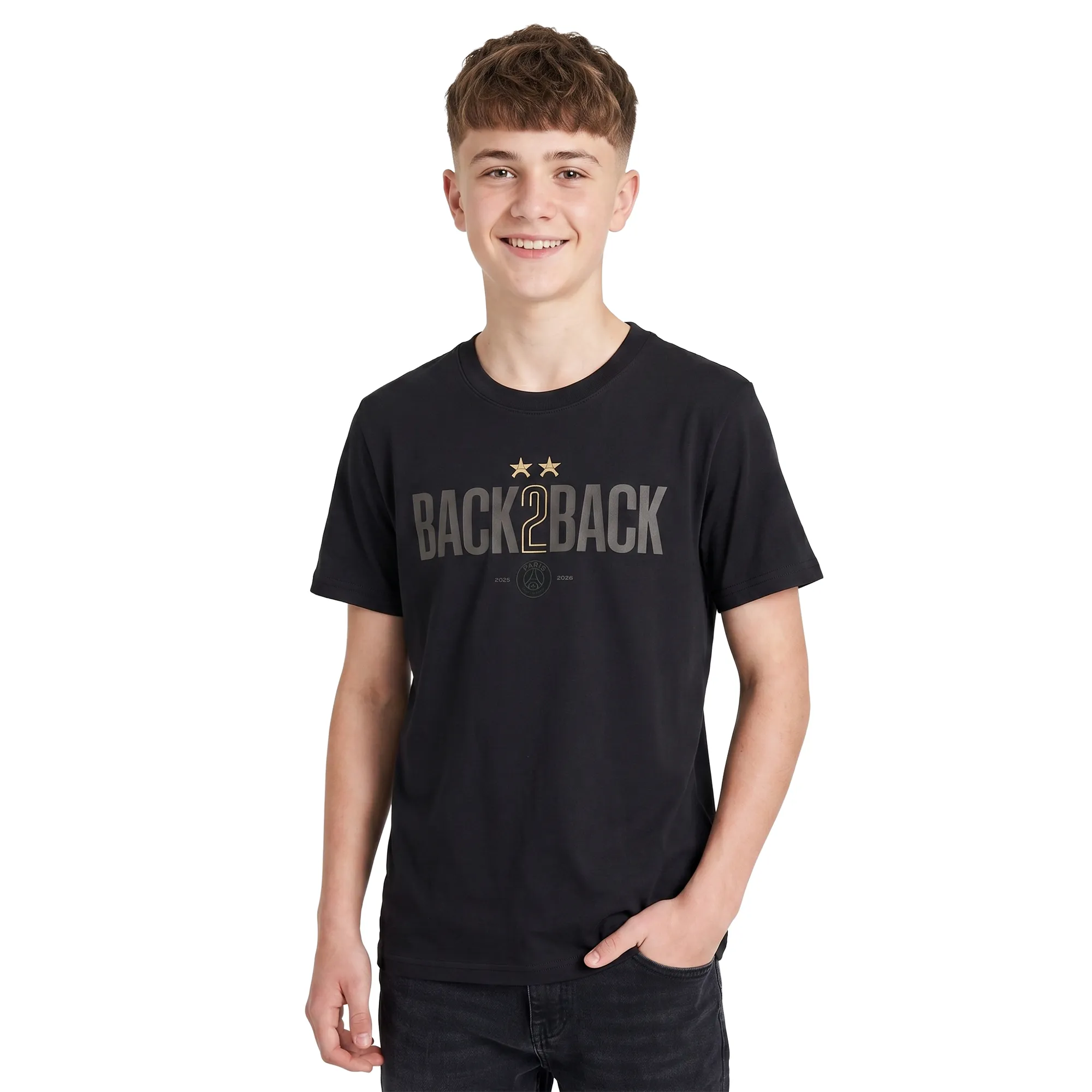 PSG Winner Back to Back 2 Star Graphic T-Shirt - Black - Kids