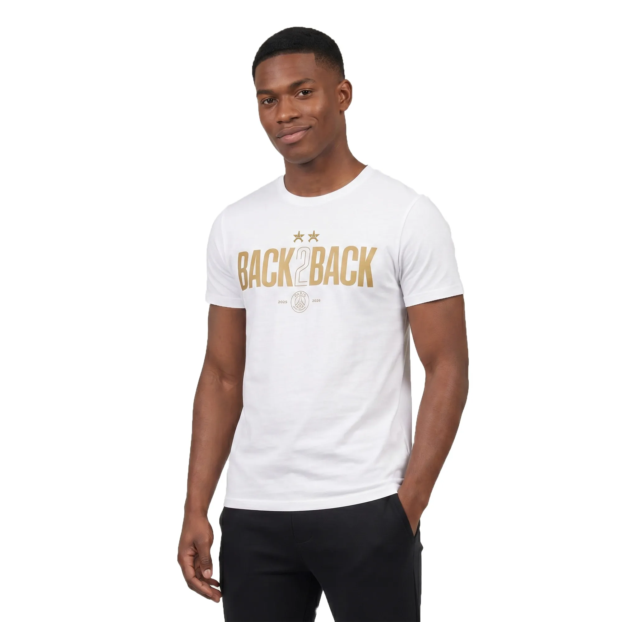 PSG Winner Back to Back 2 Star Graphic T-Shirt - White