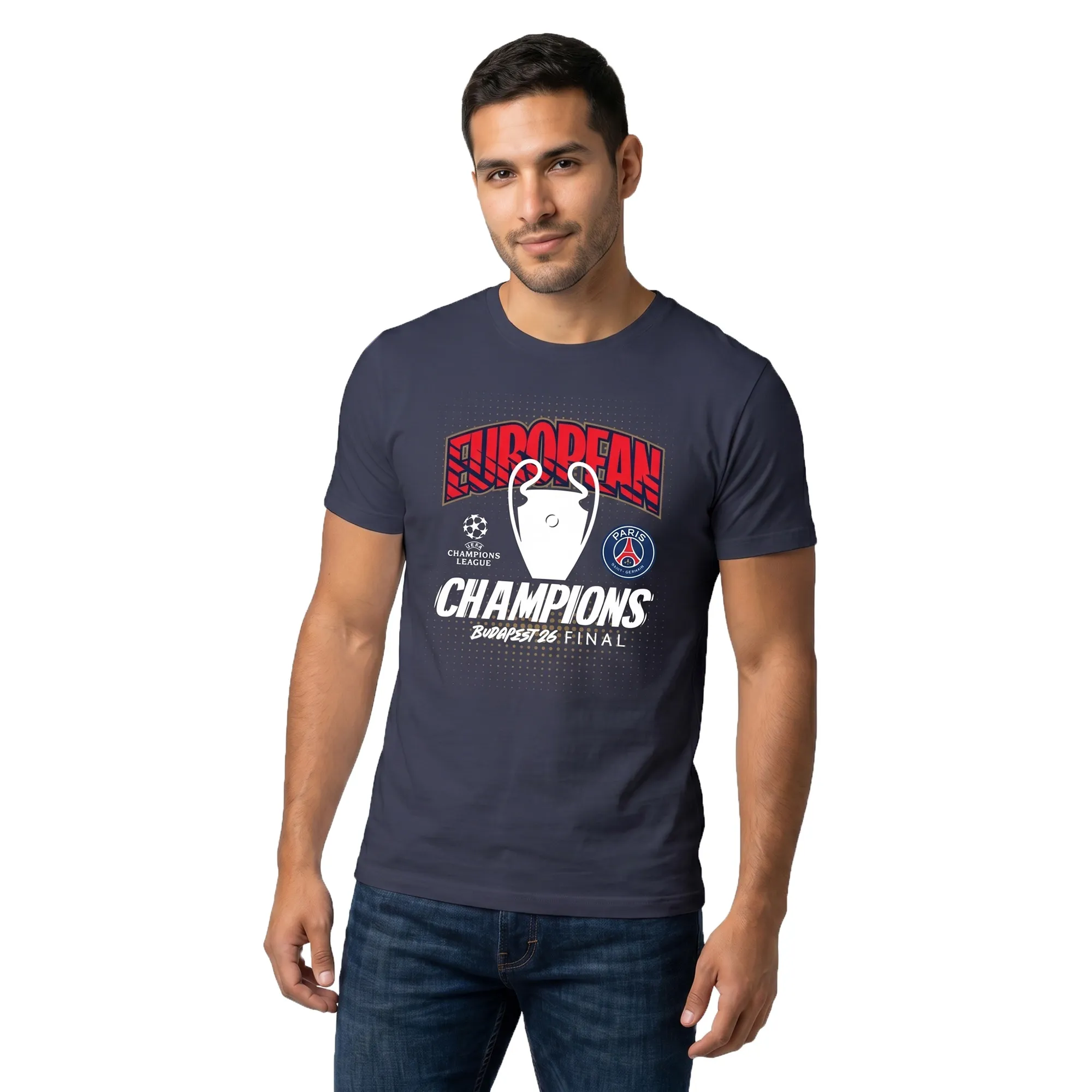 PSG European Champions 2026 T-Shirt - Navy