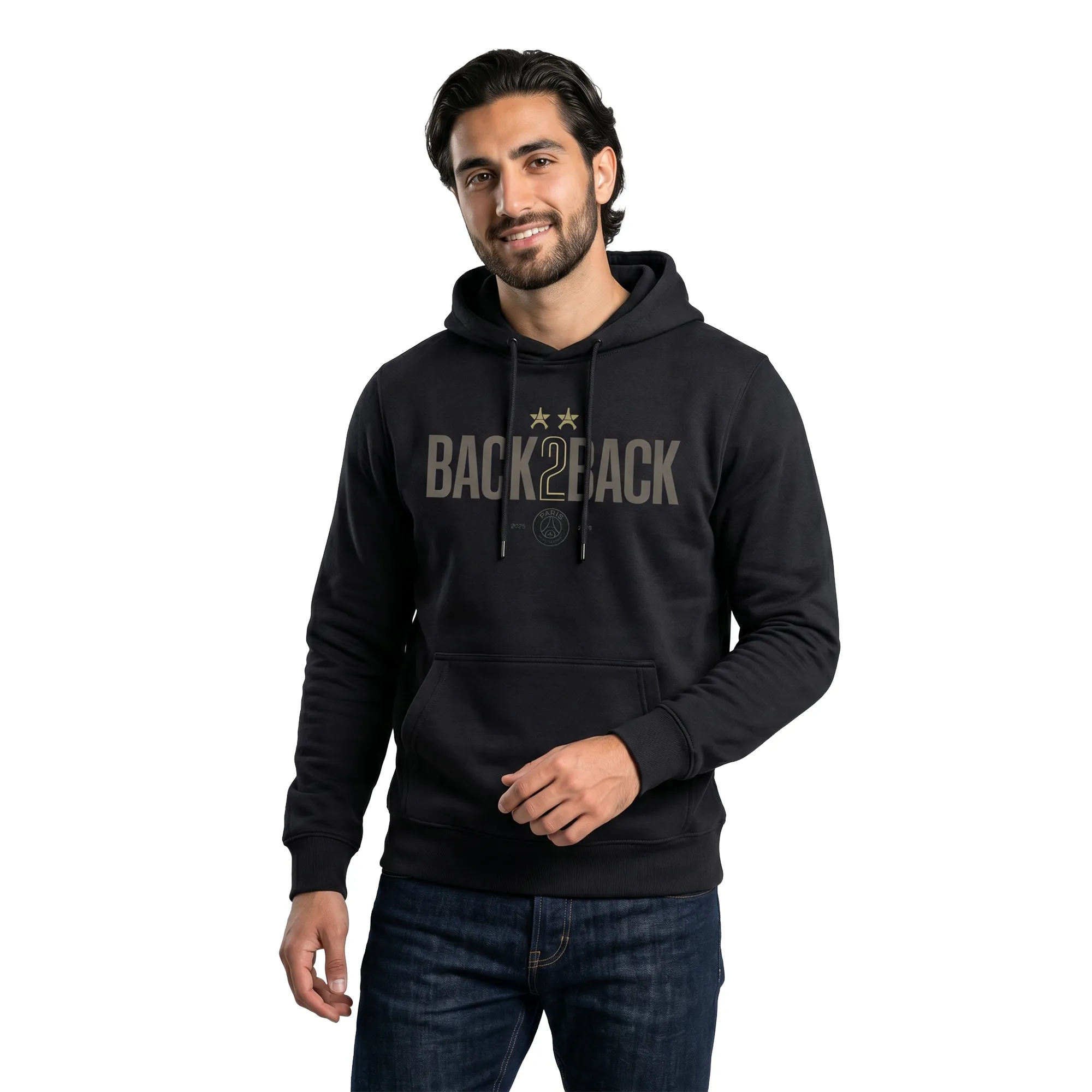 PSG Winner Back to Back 2 Star Graphic Hoodie - Black