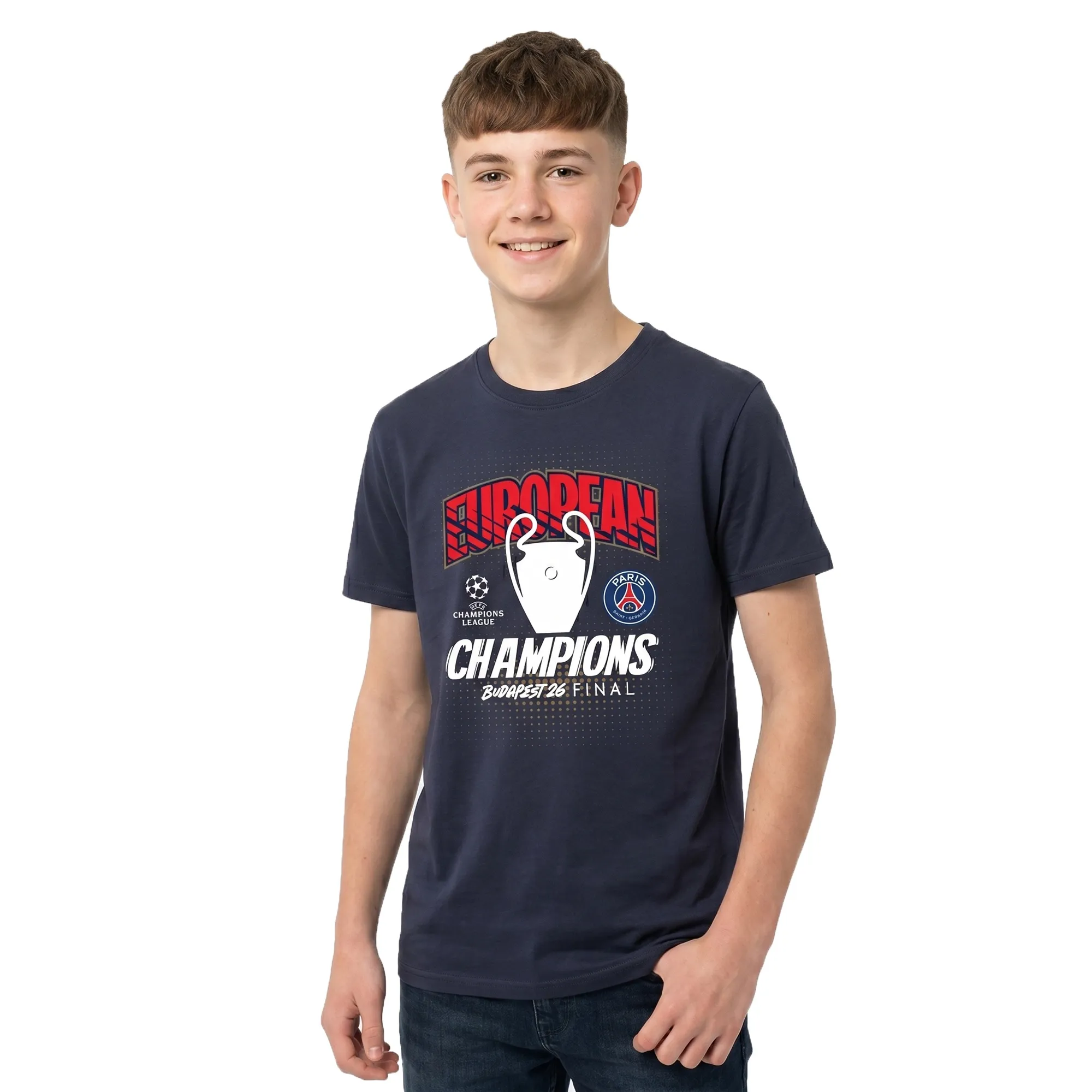 PSG European Champions 2026 T-Shirt - Navy - Kids