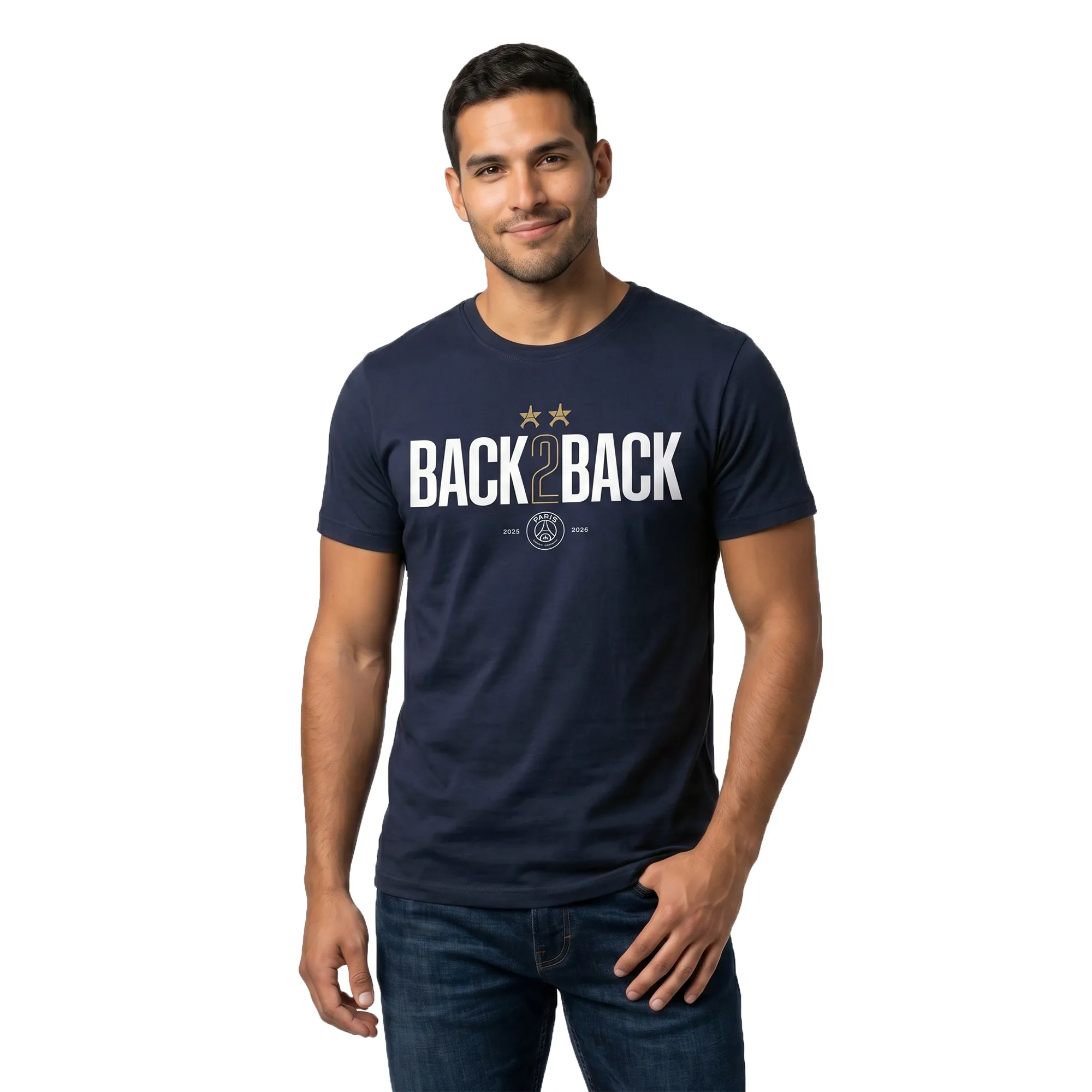 PSG Winner Back to Back 2 Star Graphic T-Shirt - Navy