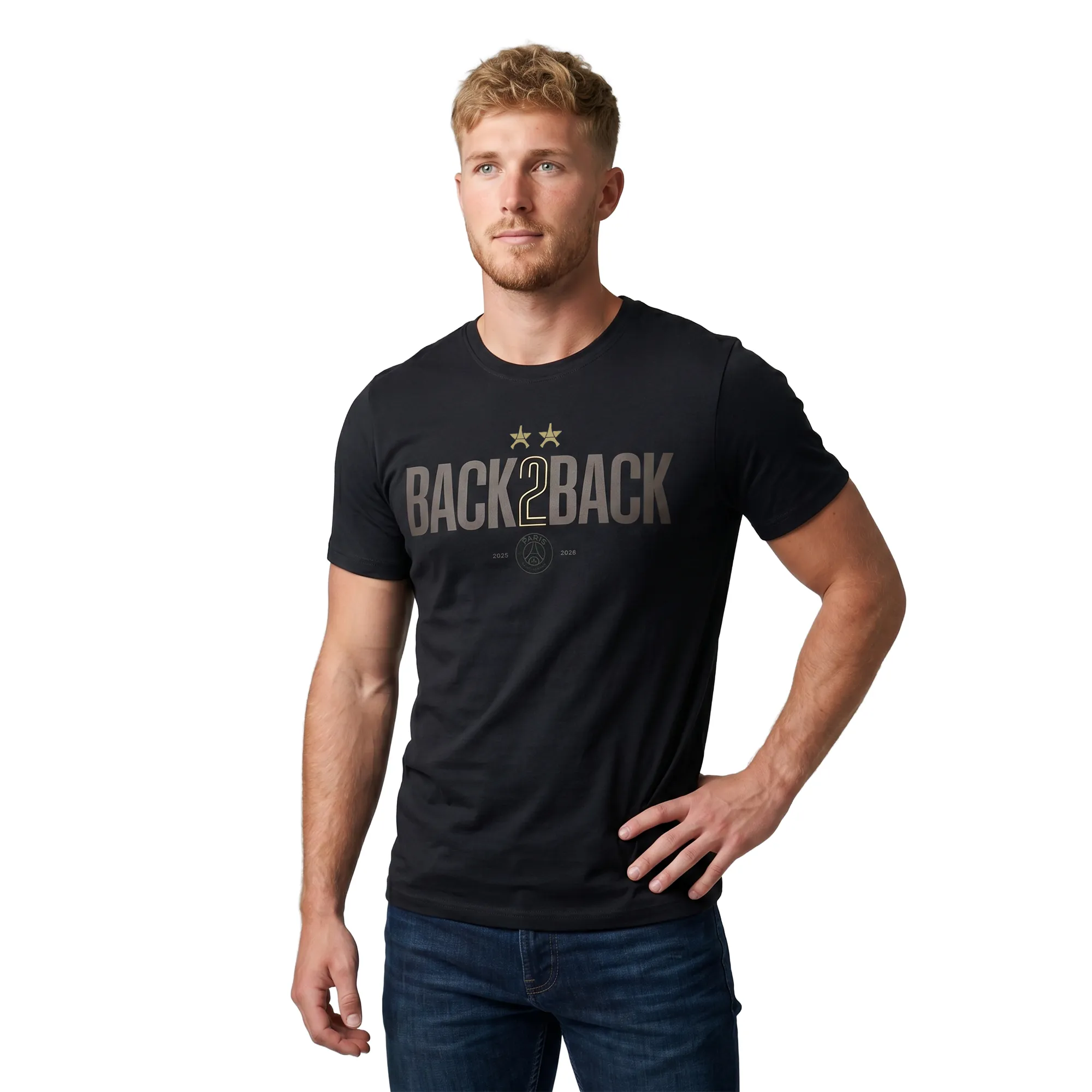 PSG Winner Back to Back 2 Star Graphic T-Shirt - Black