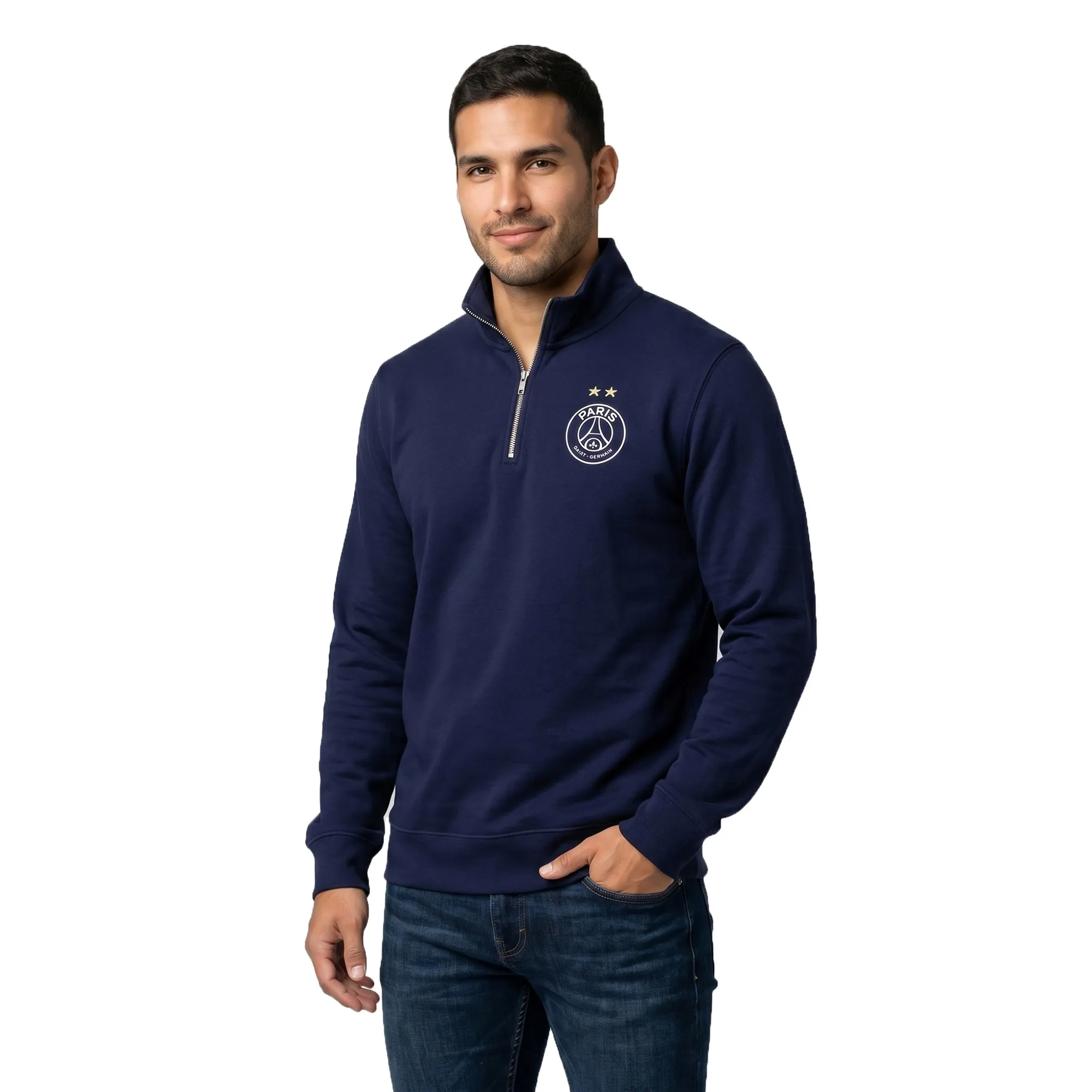 PSG Eiffel 2 Star Graphic 1/4 Zip Top - French Navy