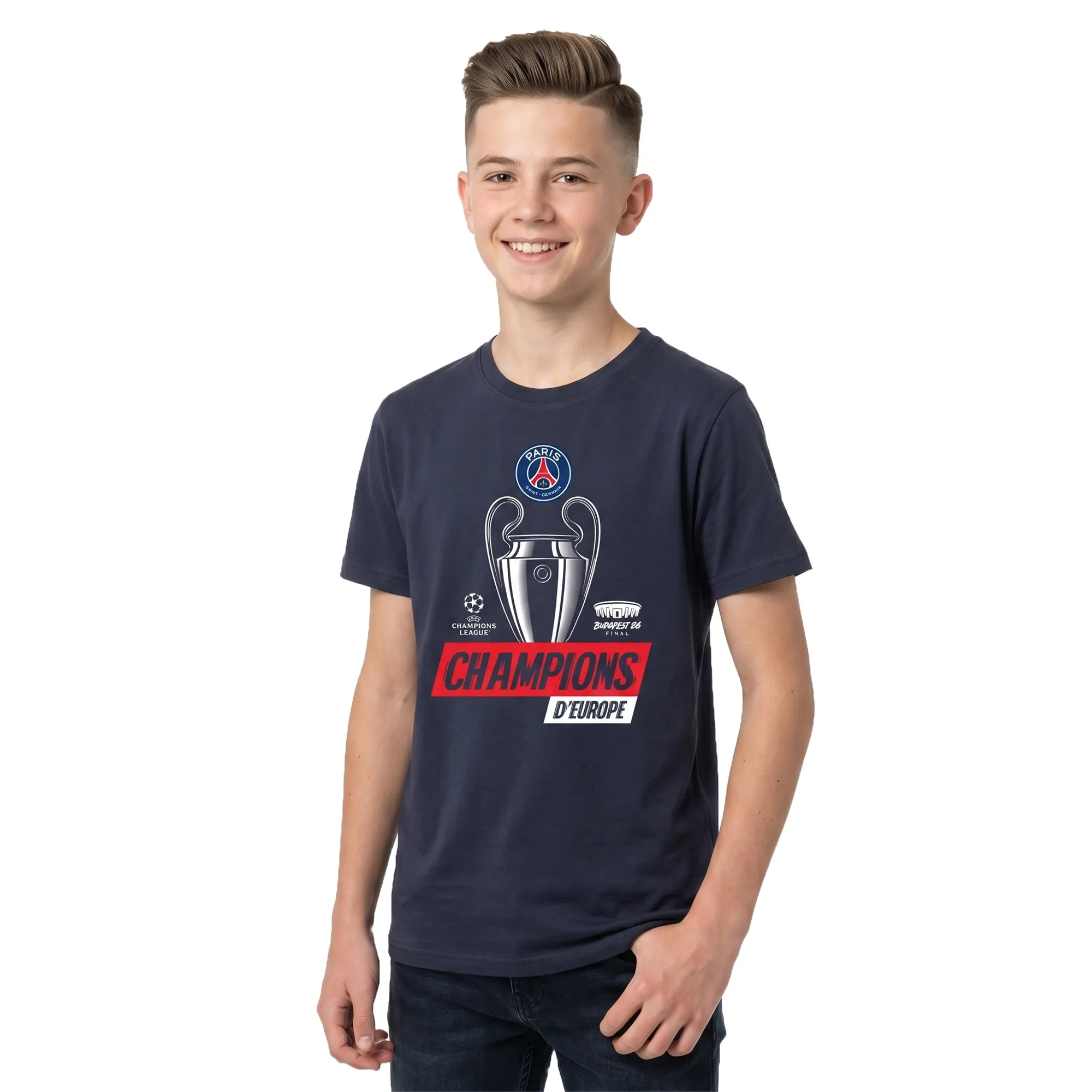 PSG Champions d'Europe 2026 T-Shirt - Navy - Kids