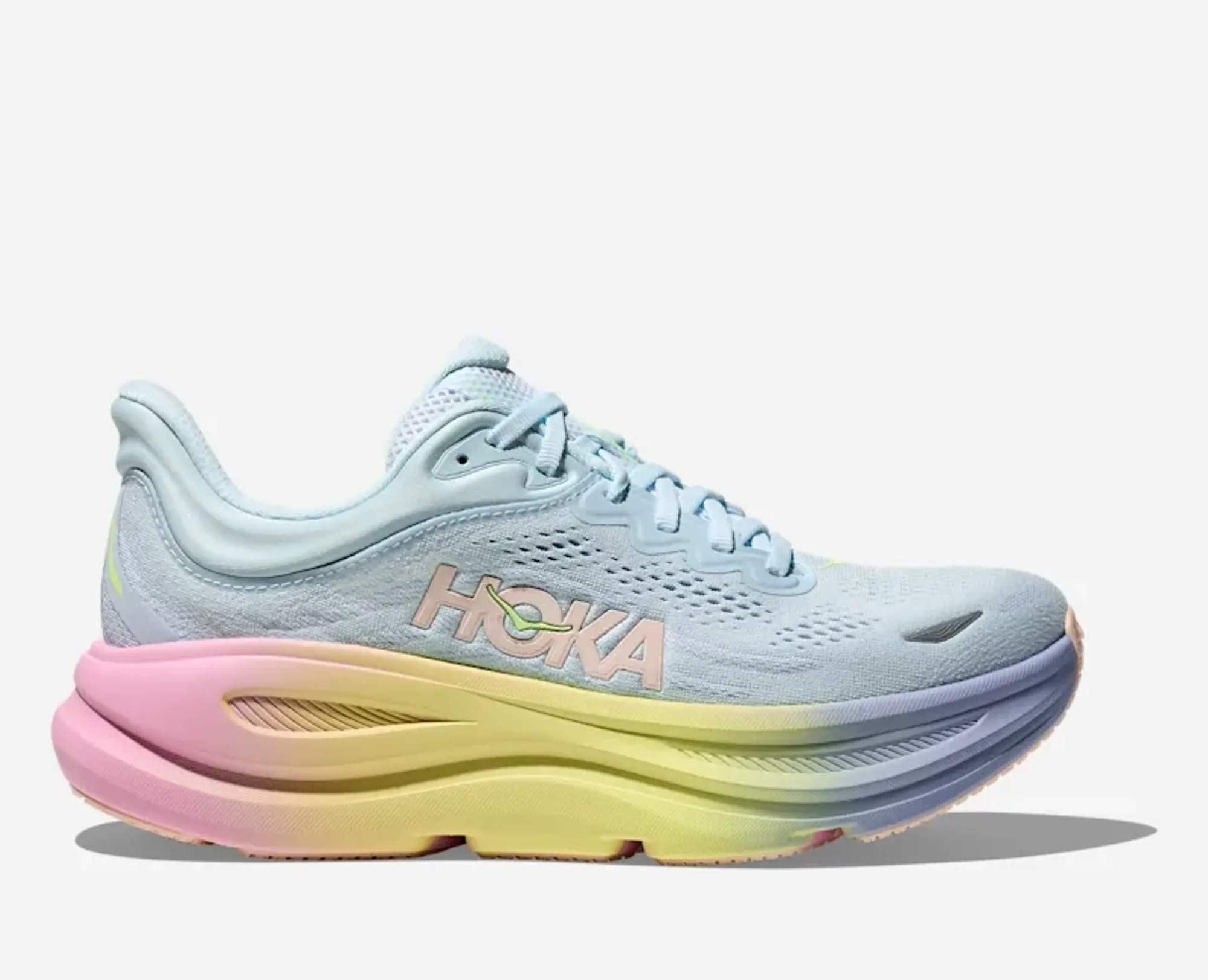 Hoka Women's Bondi 9 Road Running Shoes In Glimmering Blue/Overcast