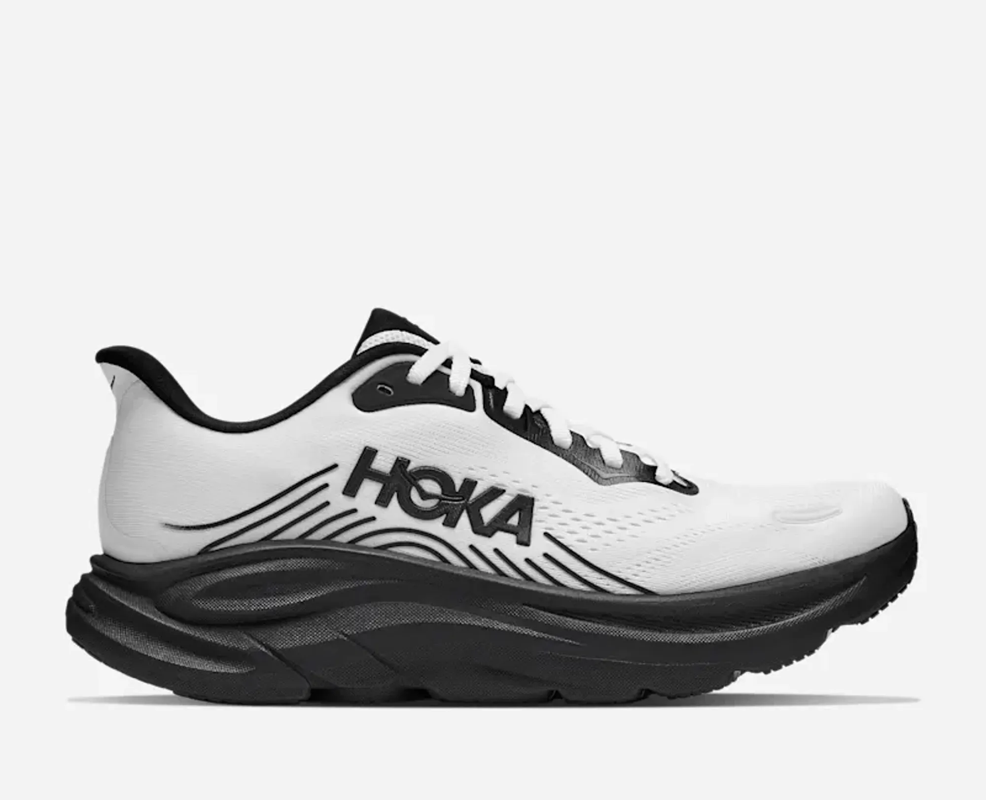 Hoka Men's Clifton 11 Road Running Shoes In White/Black