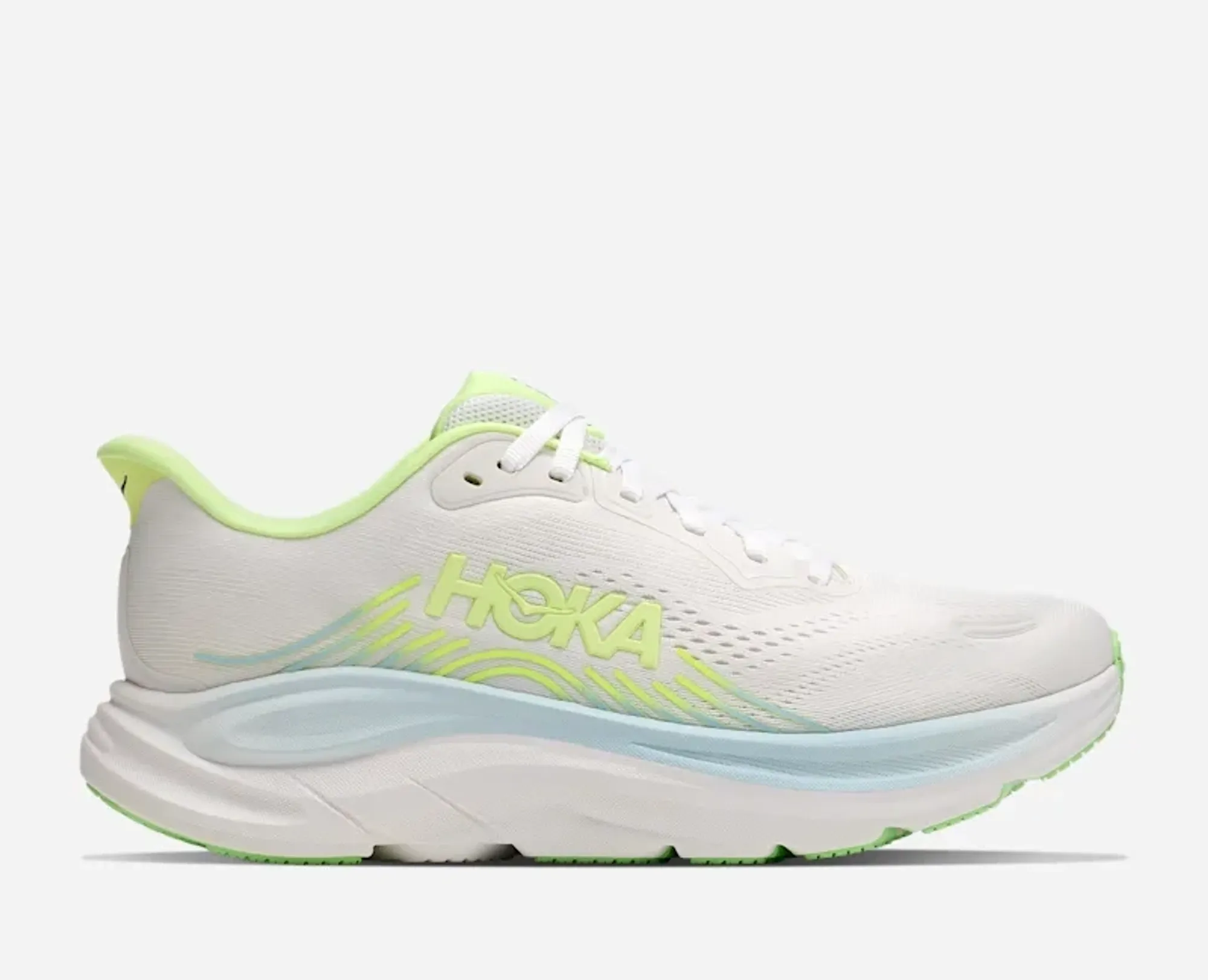 Hoka Women's Clifton 11 Road Running Shoes In Frost/Neon Yuzu