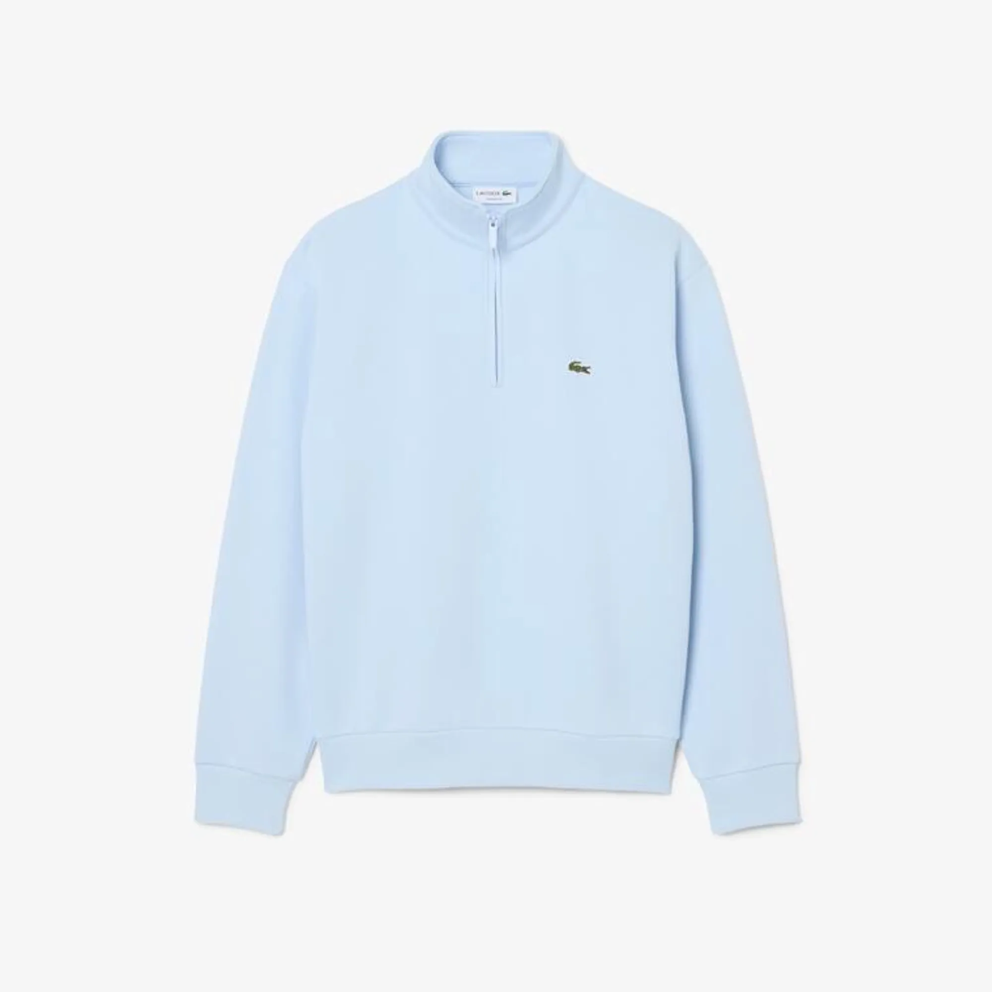 Lacoste Fleece Zip Neck Sweatshirt - Light Blue