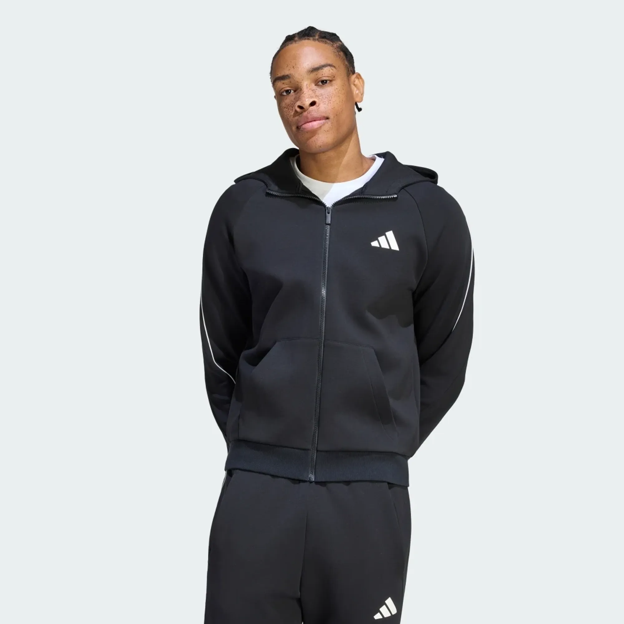 adidas STADIUM SMALL LOGO FULL-ZIP HOODIE