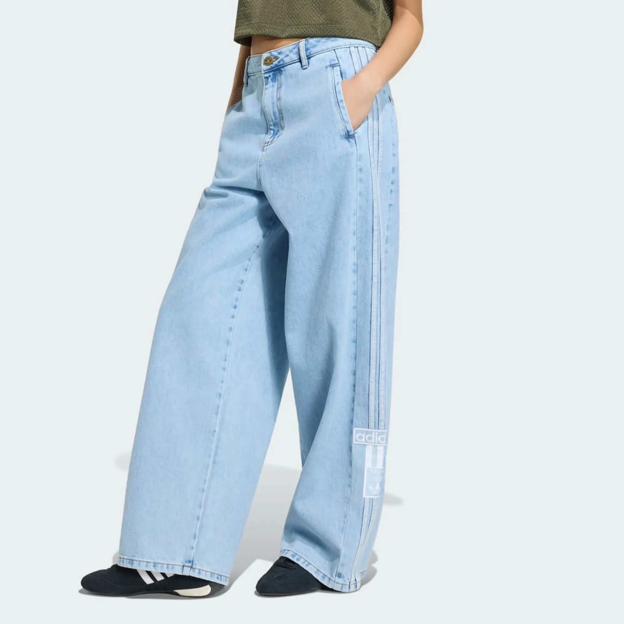 adidas ADIBREAK MID-RISE WIDE-LEG DENIM PANTS