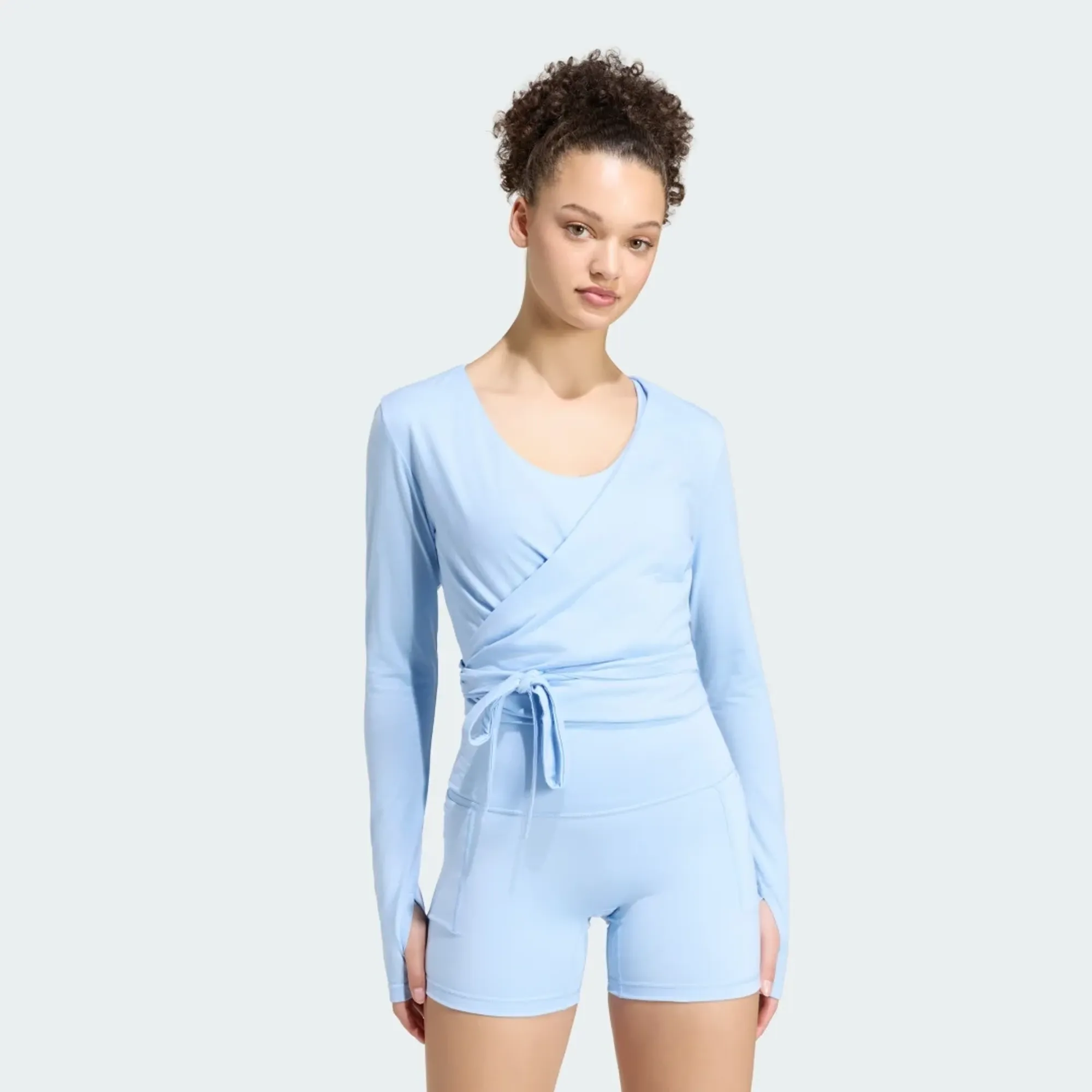 adidas 3-STRIPES STUDIO SOFT BALLET WRAP Long-Sleeve Top