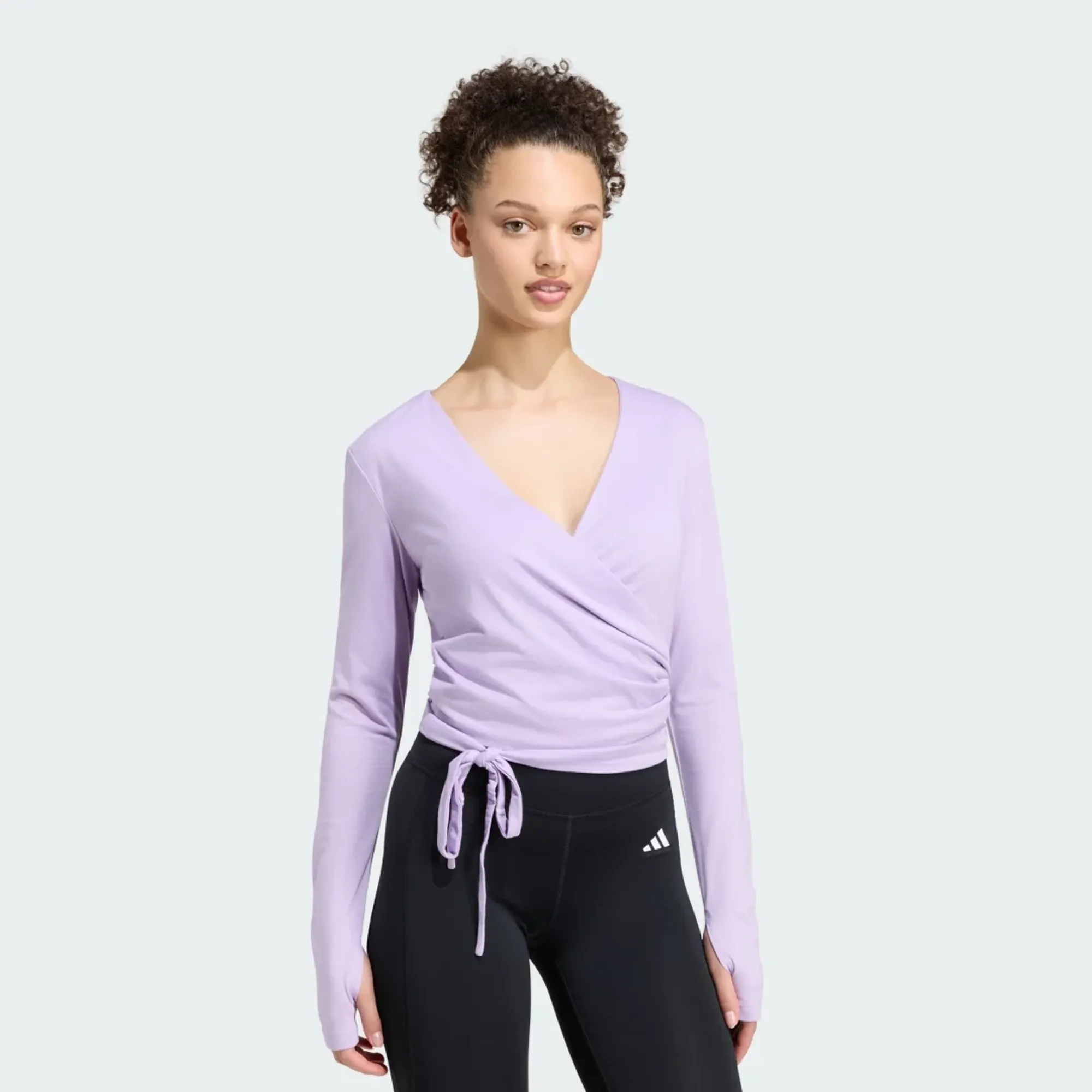 adidas 3-STRIPES STUDIO SOFT BALLET WRAP Long-Sleeve Top