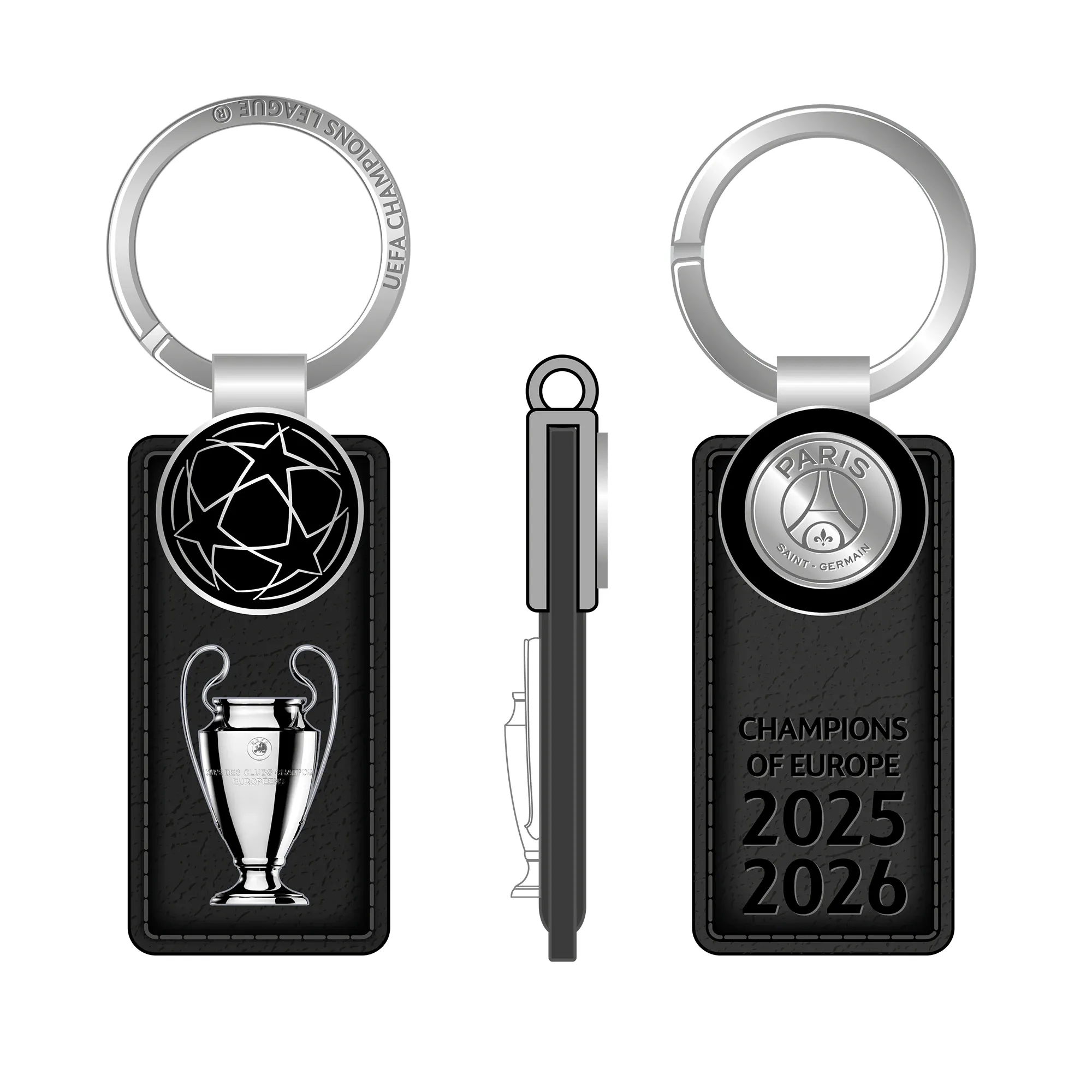 PSG UCL Champions 2026 Leather Keyring
