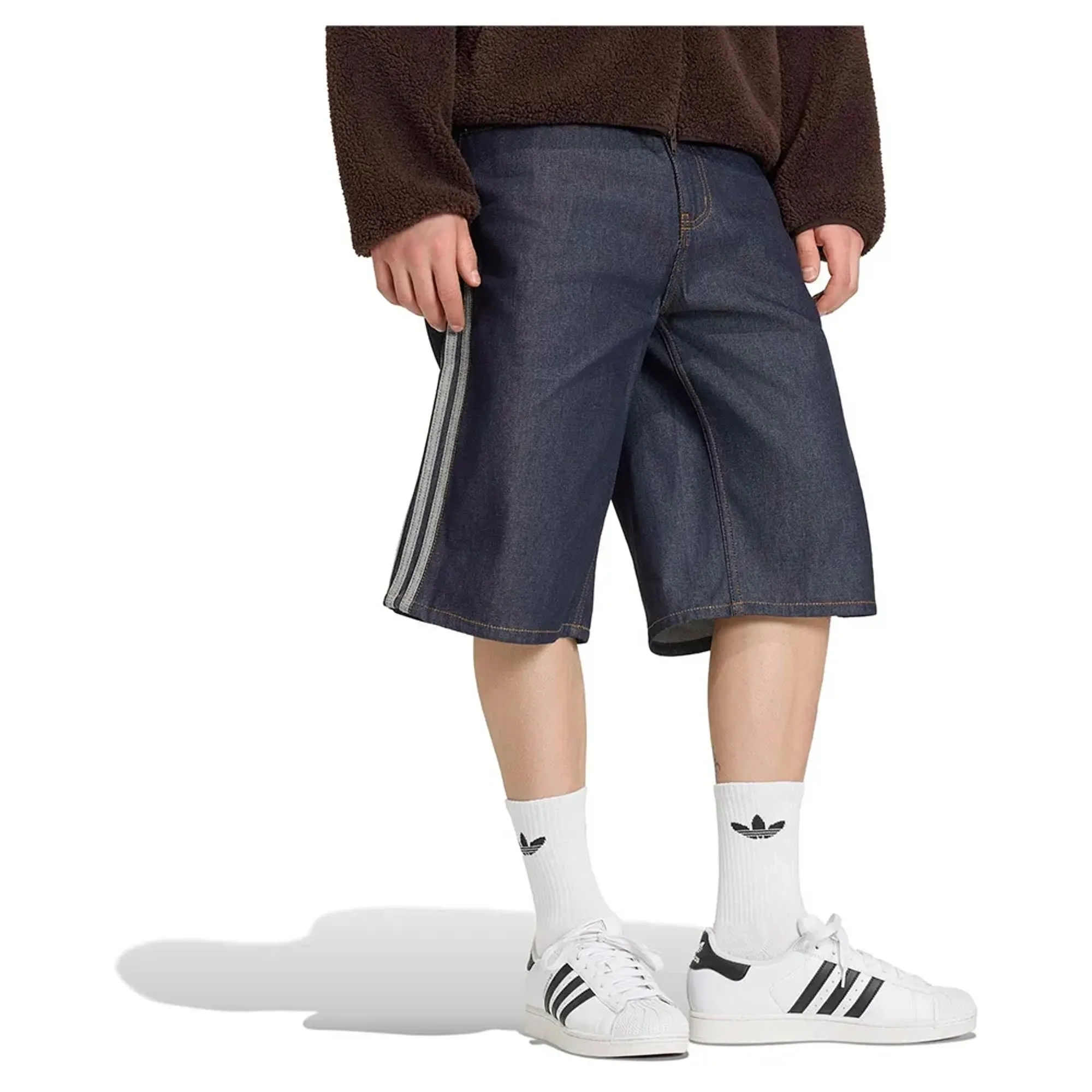 Adidas Originals Firebird Adicolor Mid-rise Straight Leg Denim Shorts