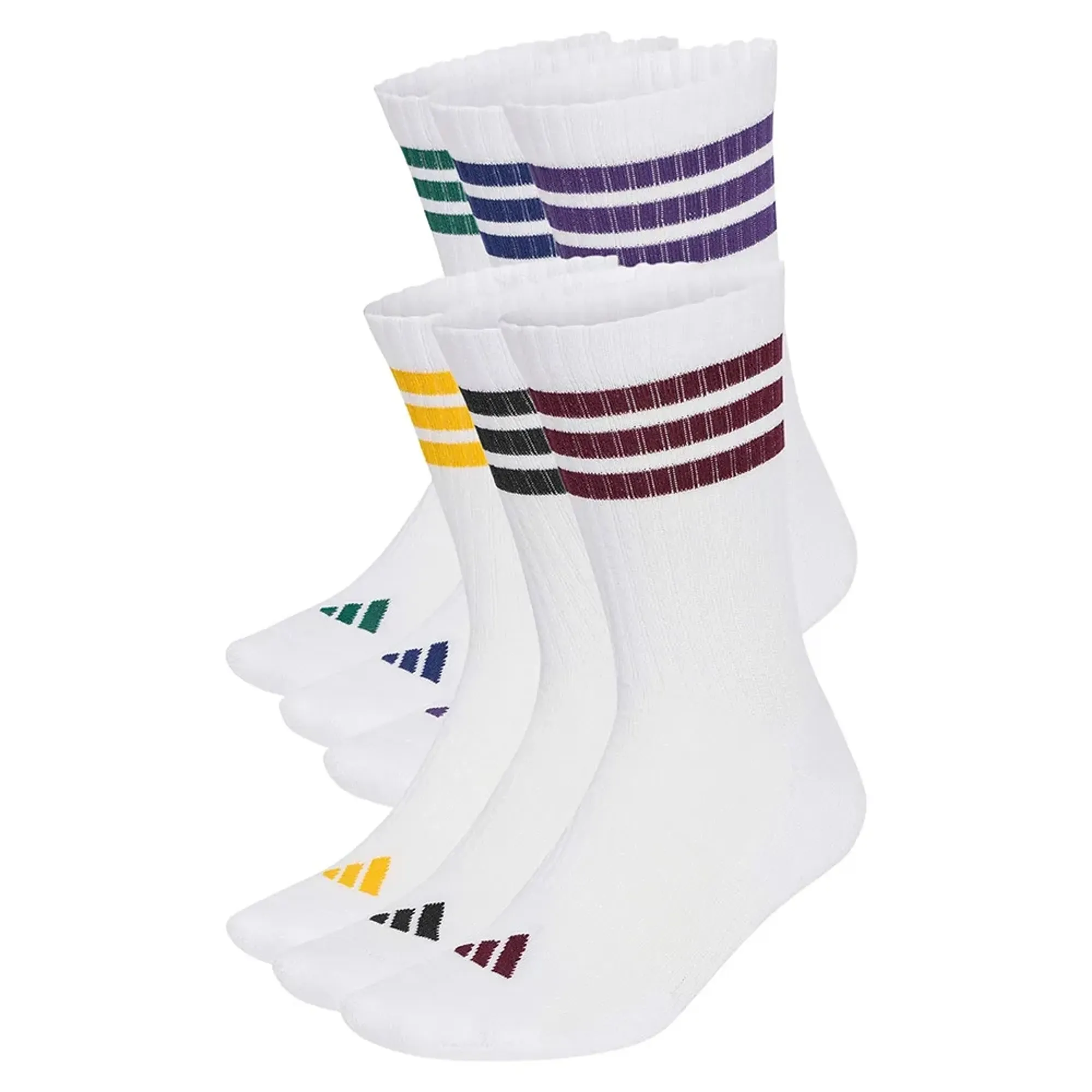 Adidas 3 Stripes Essentials Cushioned Crew Socks 6 Pairs