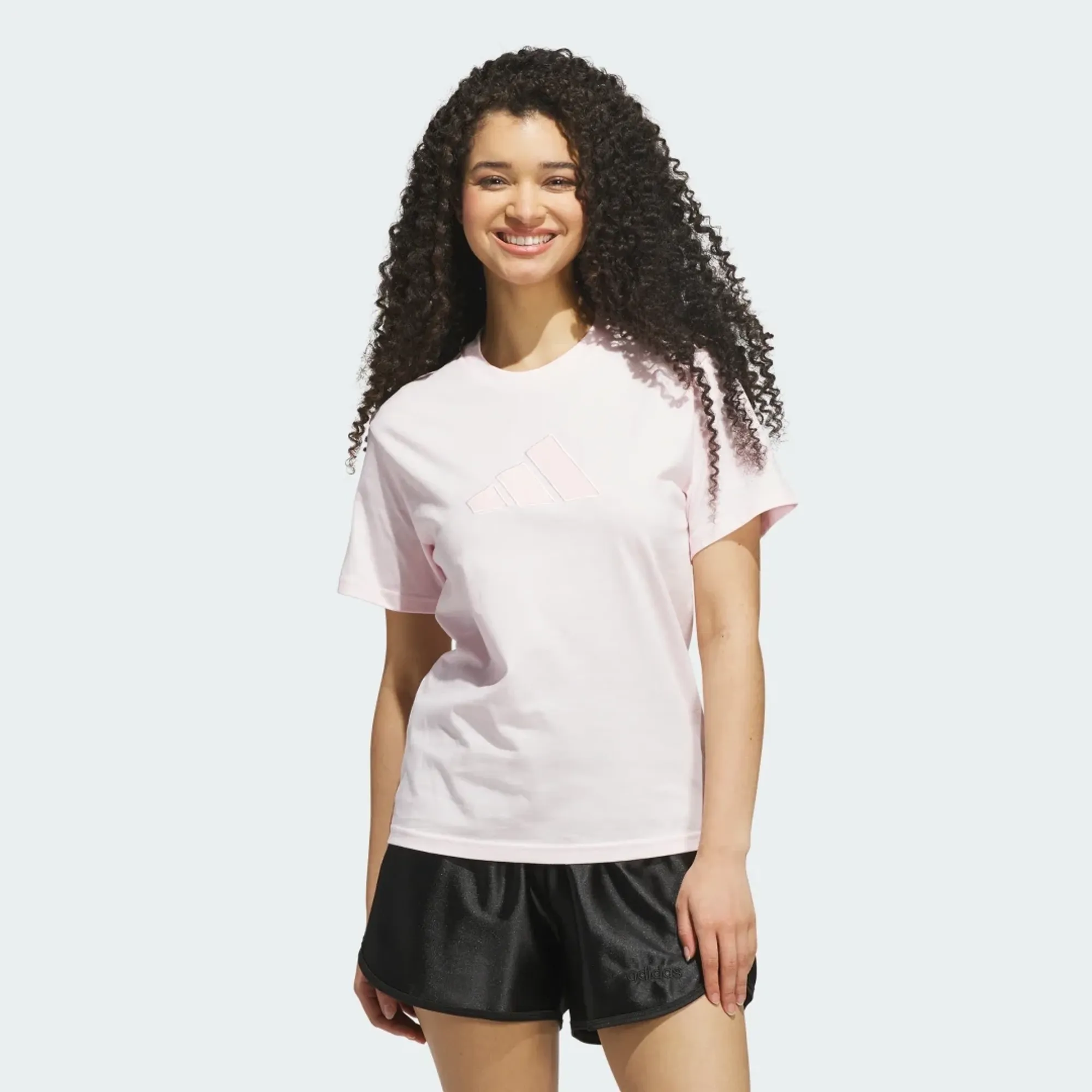 adidas SATIN-FILLED LOGO GRAPHIC T-SHIRT