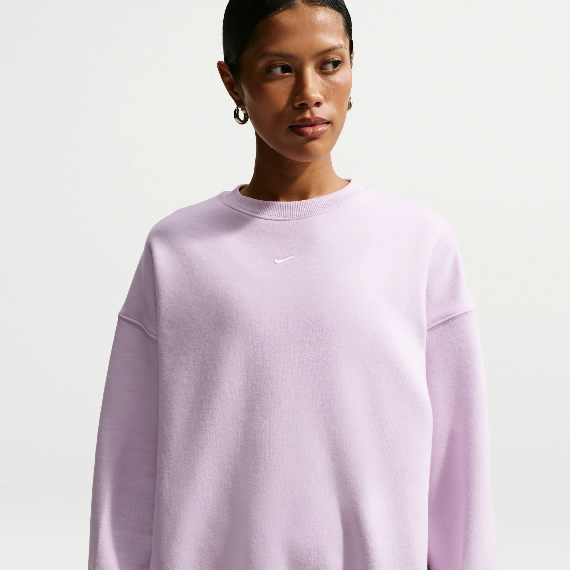 Nike Studio Fleece Medium Weight Women's Oversized Crew - Purple - Fleece