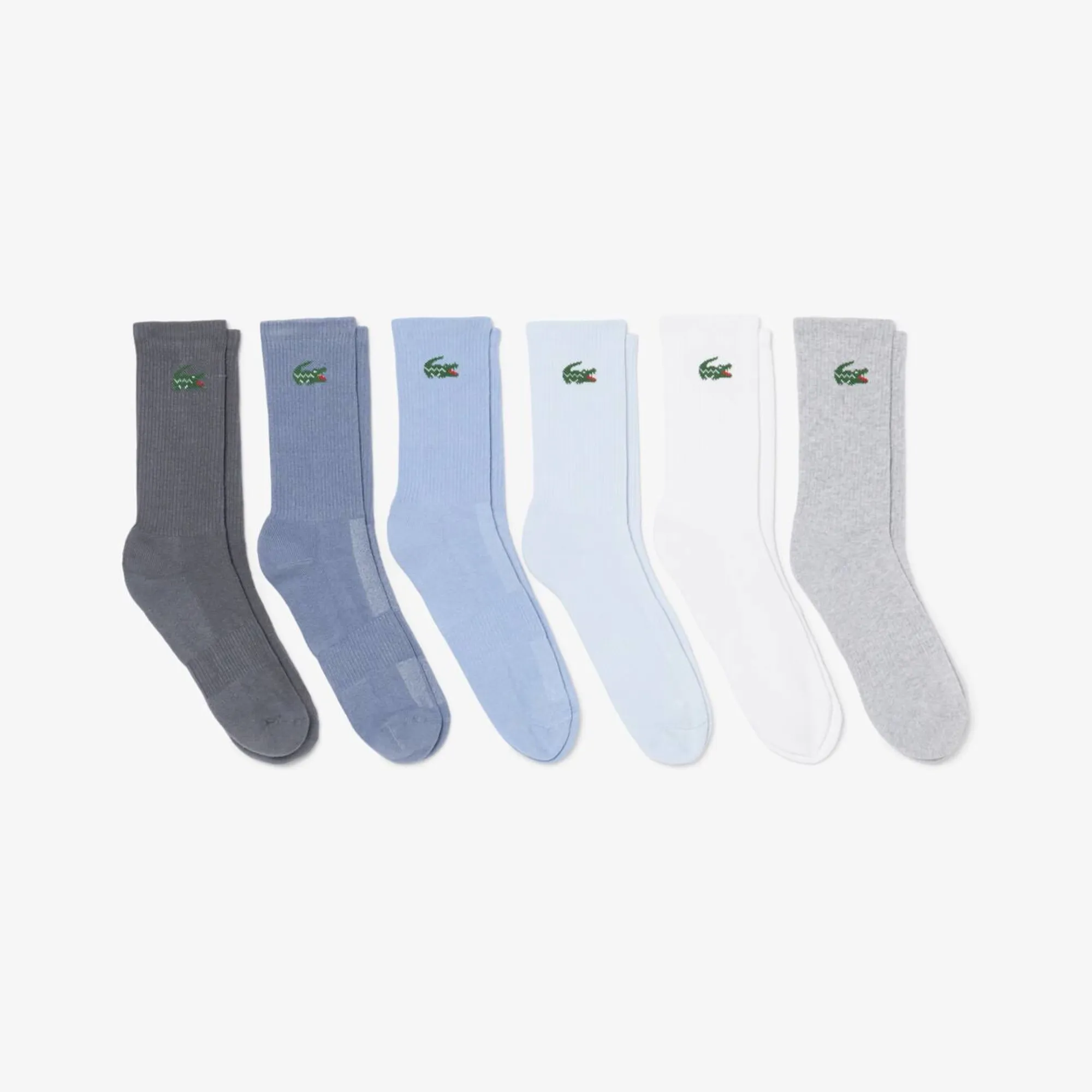 Lacoste 6-Pack Ribbed Socks - Gris Chine / Blanc / Bleu Clair / Gris Fonce / Gris
