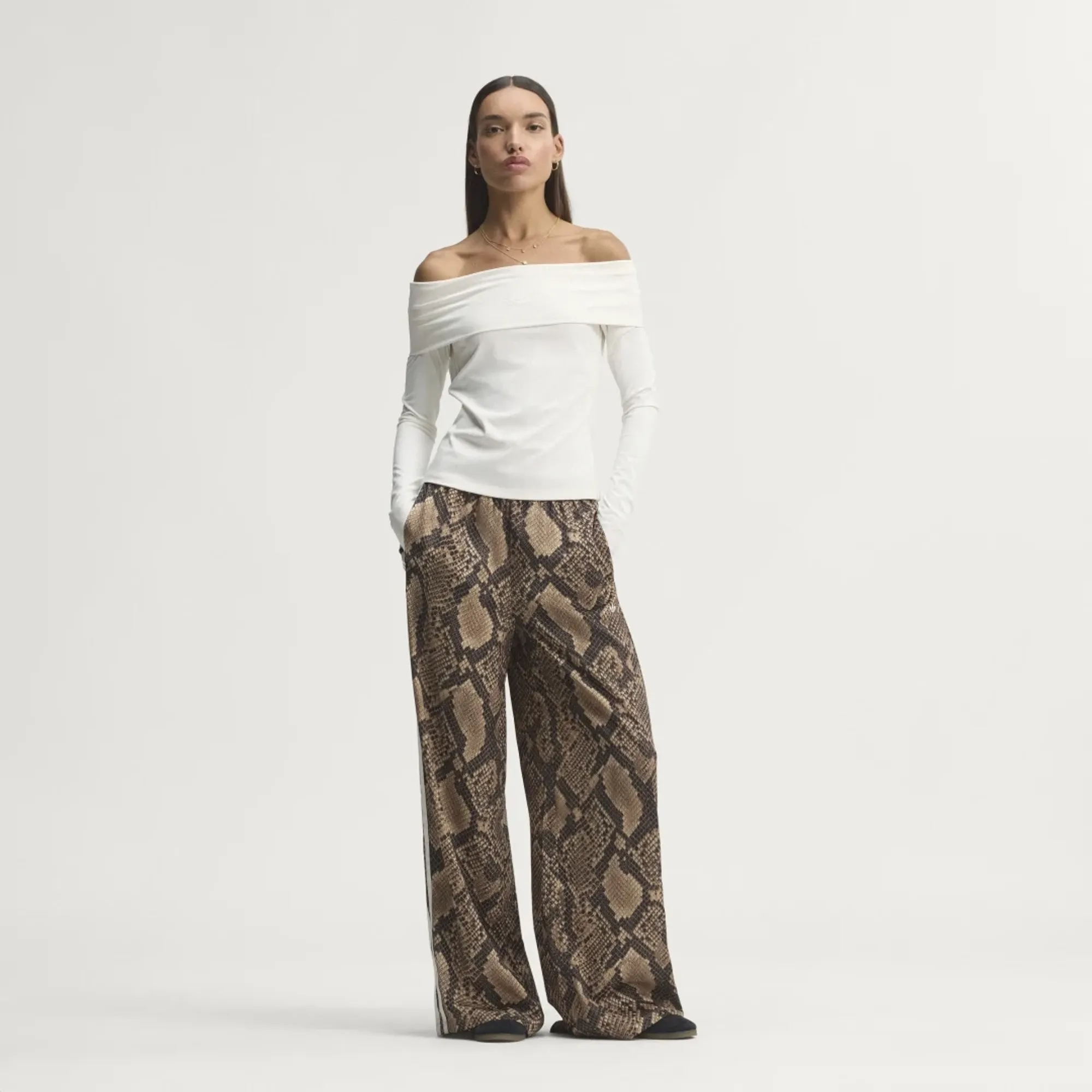 adidas SATIN SNAKE PRINT WIDE LEG TRACK Joggers
