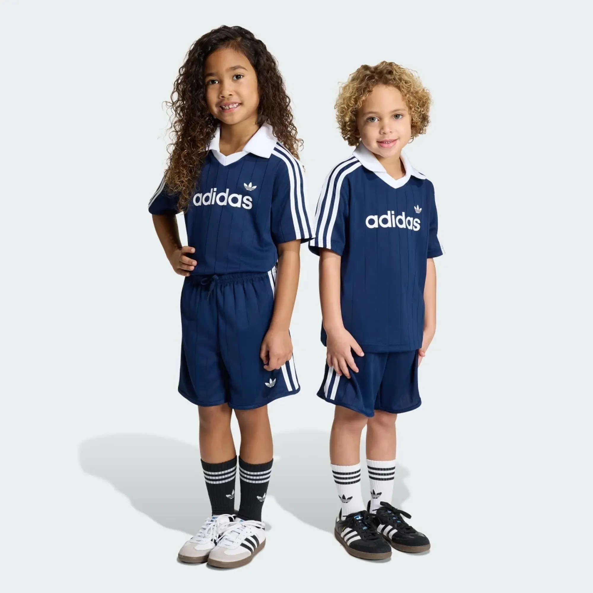 adidas LOOSE POLO PINSTRIPE SHORT TEE SET