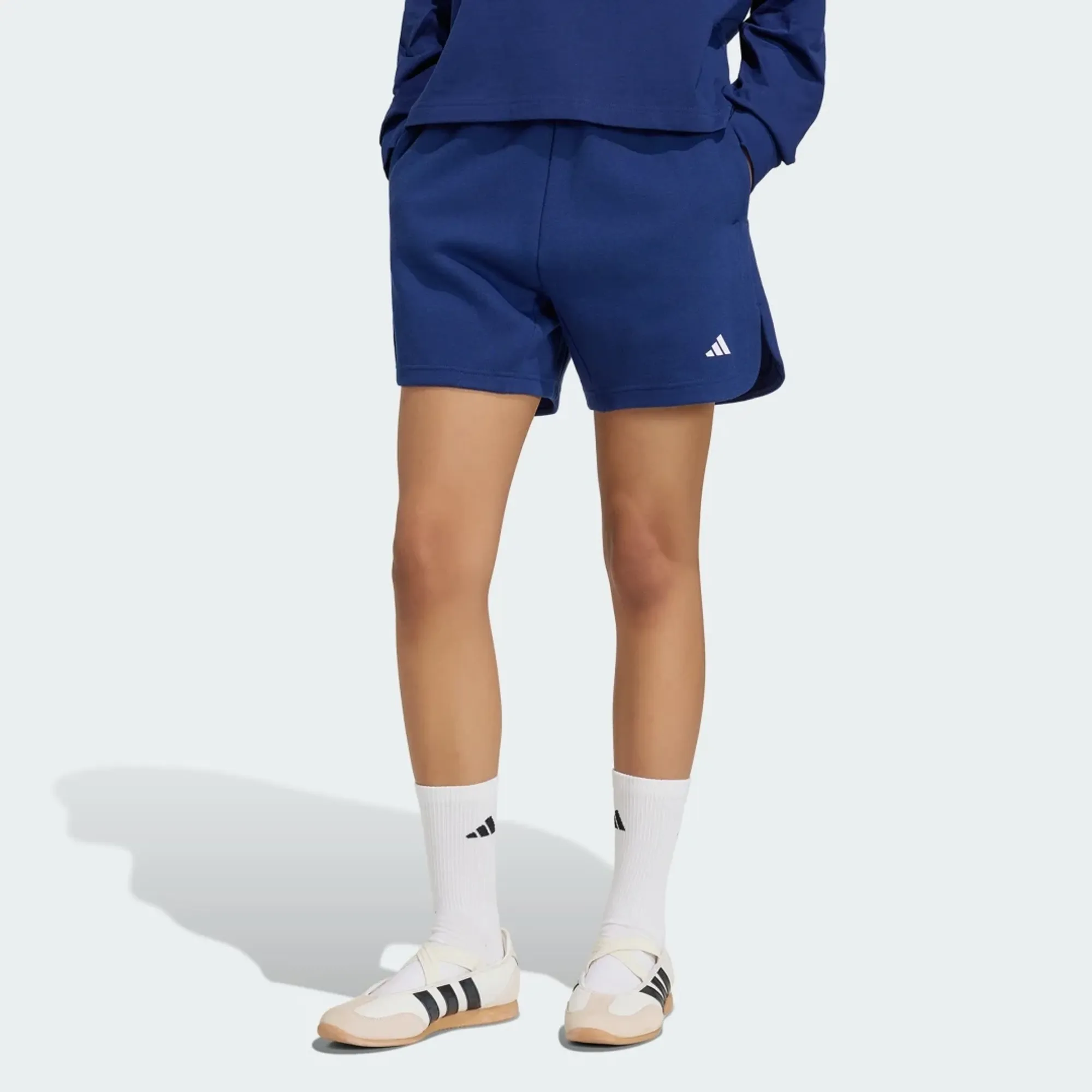 adidas 3 Stripes Studio Fleece Loose Shorts