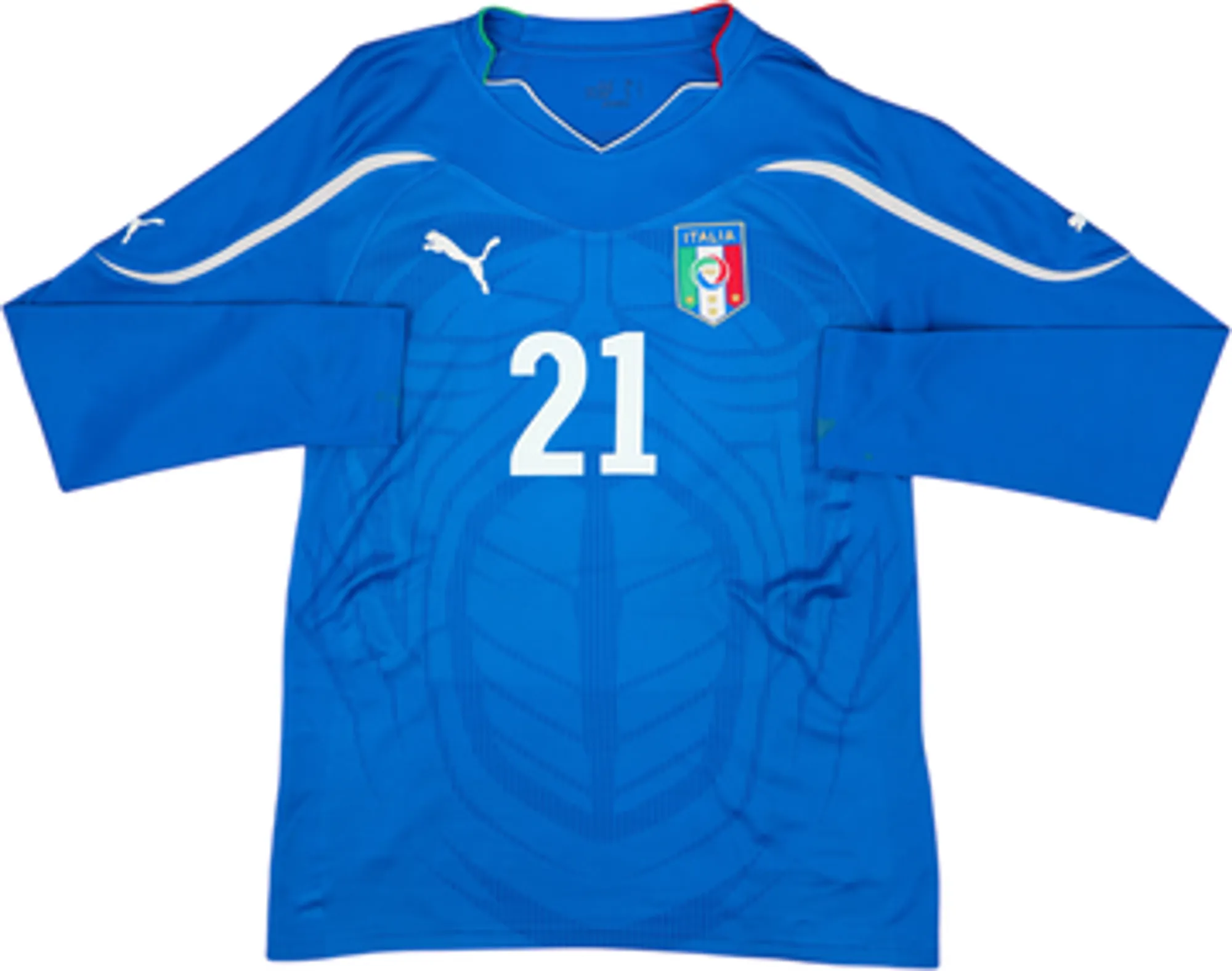 2010-12 Italy Home L/S Shirt Pirlo #21 - 8/10 - (S)