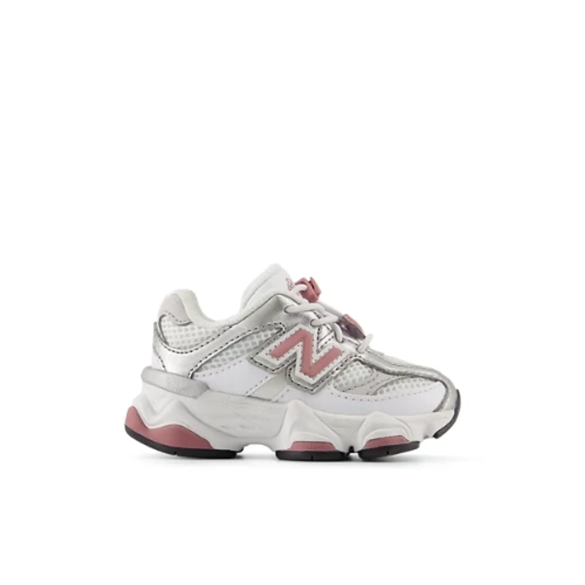 New Balance Infants 9060 Bungee in White/Pink Synthetic