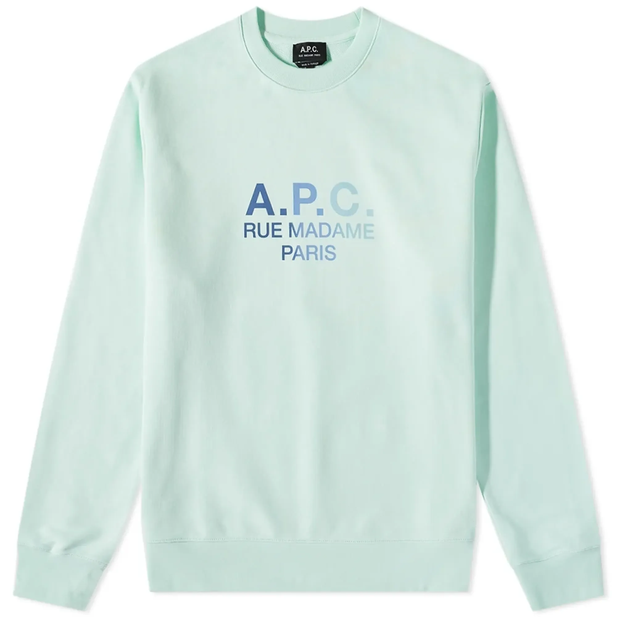 A.P.C. Men's Paolo Multicolour Logo Crew Sweat Pale Green